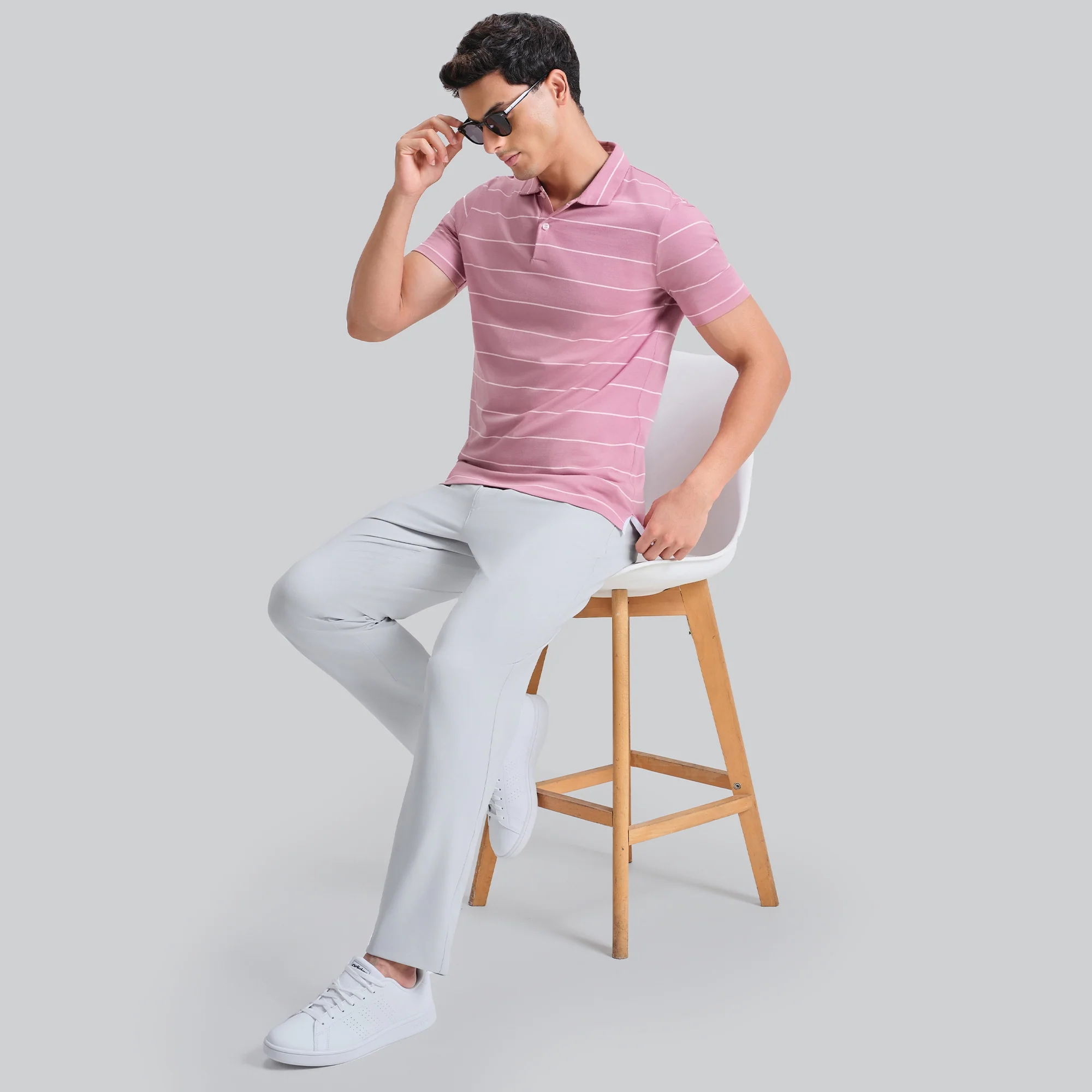 Linea Cotton Polo T-shirt - Dusty Pink - Image 3