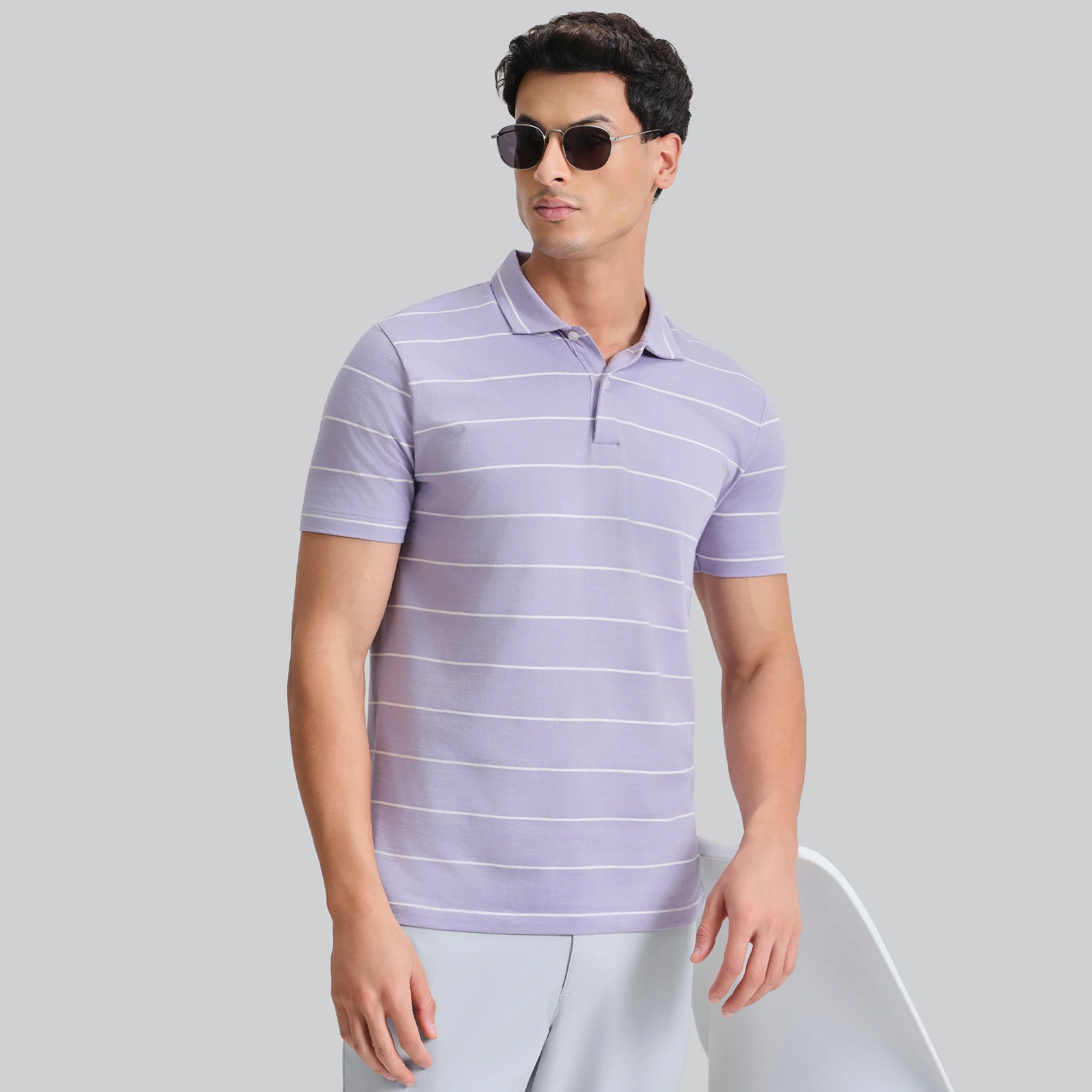 Linea Cotton Polo T-shirt - Misty Lilac