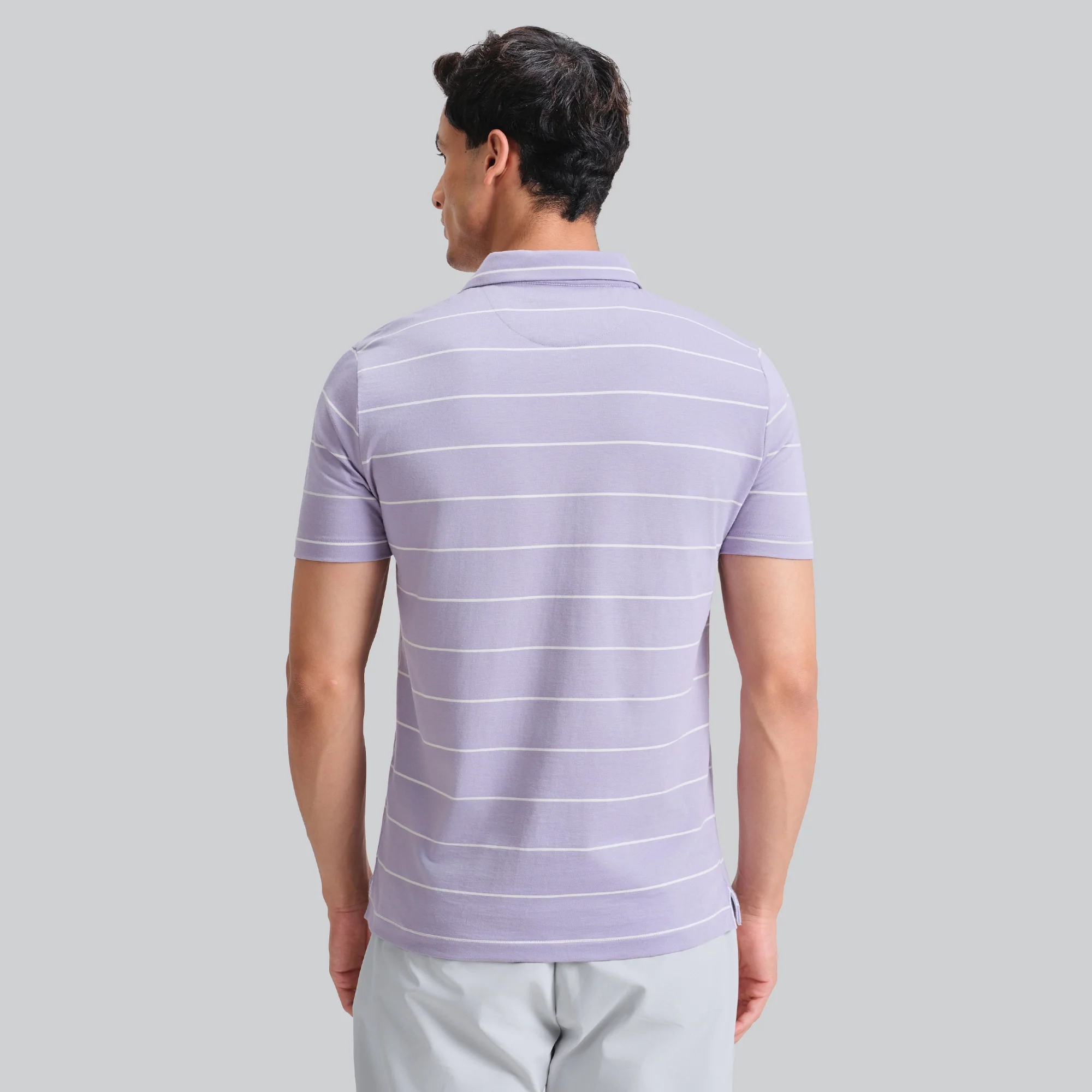 Linea Cotton Polo T-shirt - Misty Lilac - Image 6