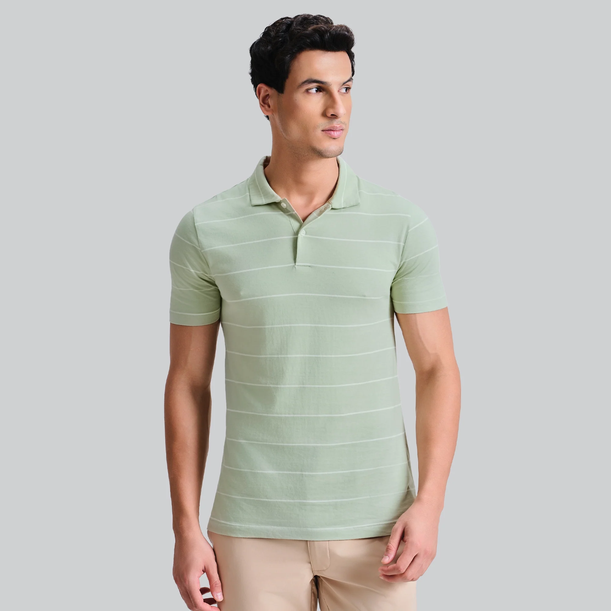 Linea Cotton Polo T-shirt - Pistachio Green - Image 2