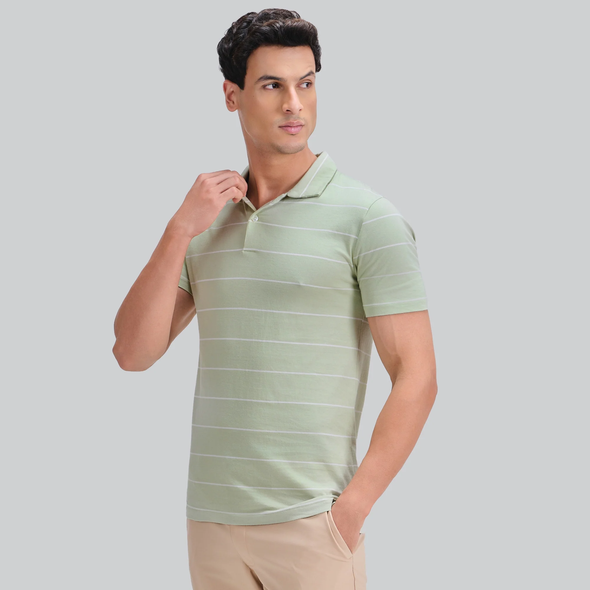 Linea Cotton Polo T-shirt - Pistachio Green - Image 4