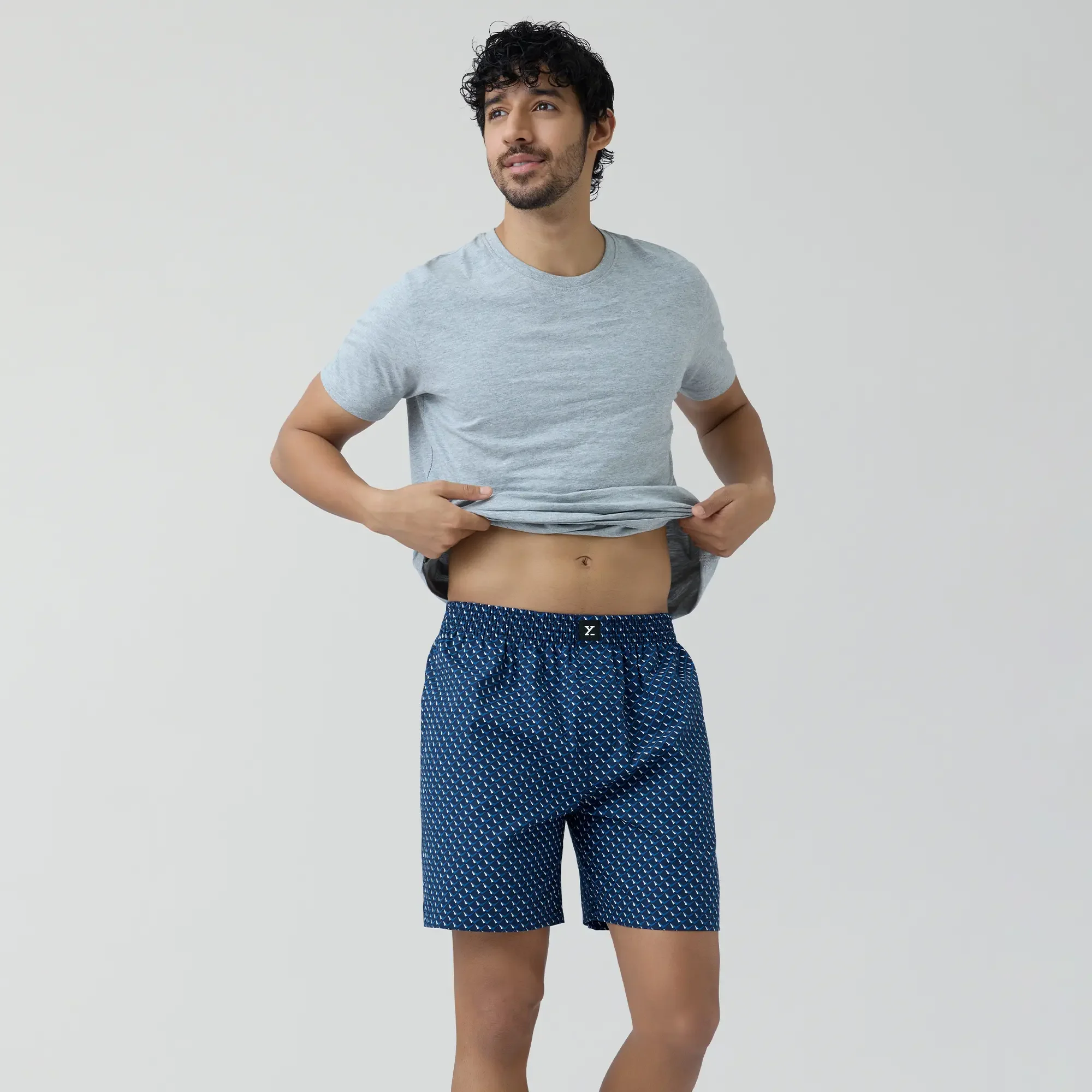Astor Combed Cotton Boxer Shorts Arrow Blue - Image 3