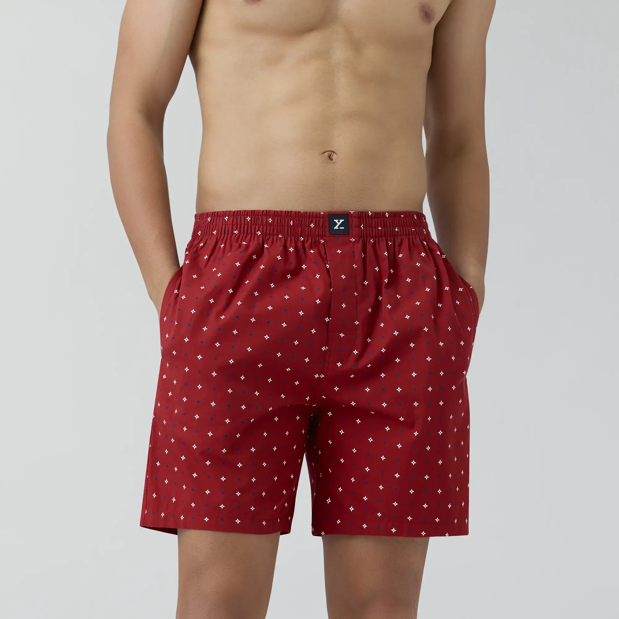 Astor Combed Cotton Boxer Shorts Starry Maroon - Image 4