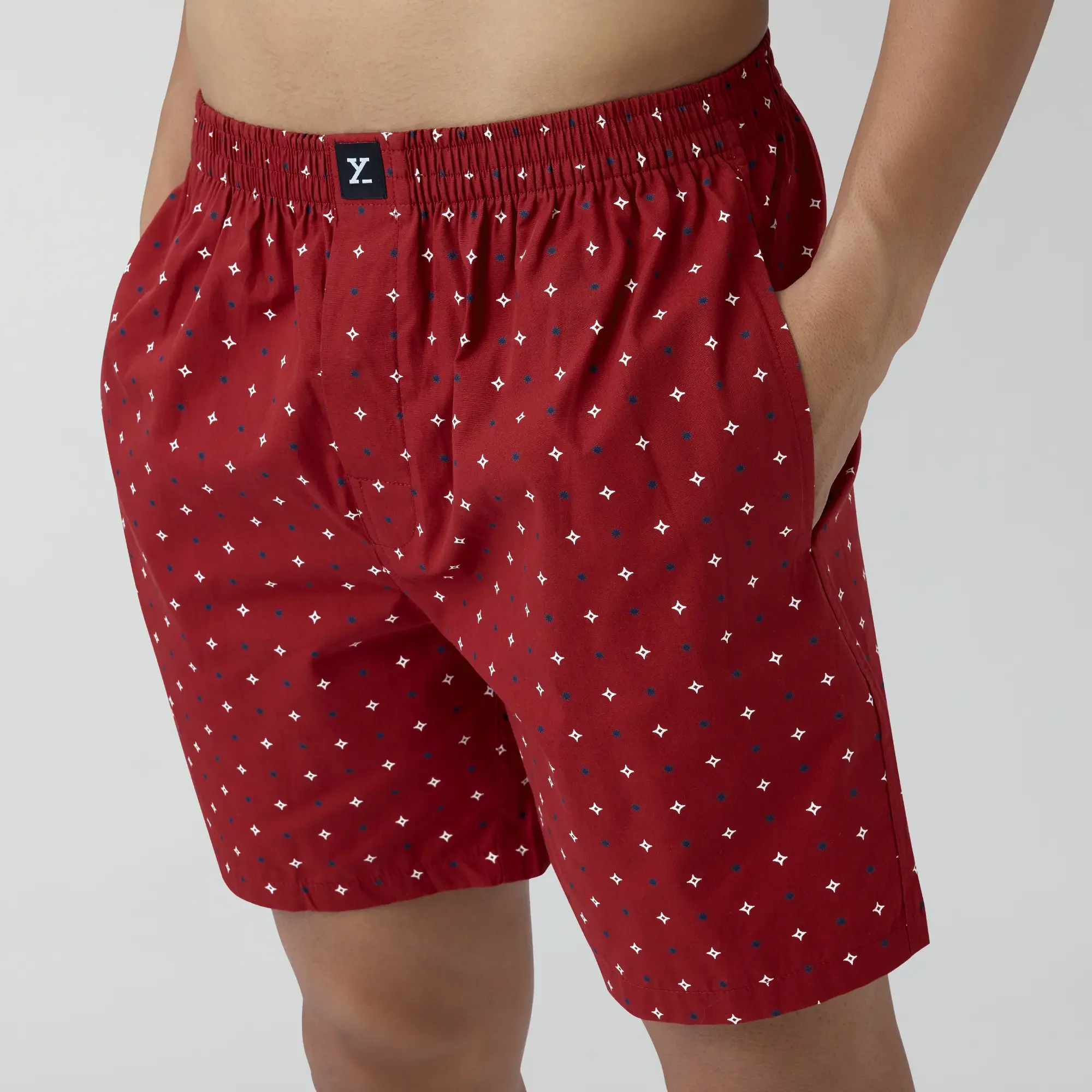 Astor Combed Cotton Boxer Shorts Starry Maroon - Image 7