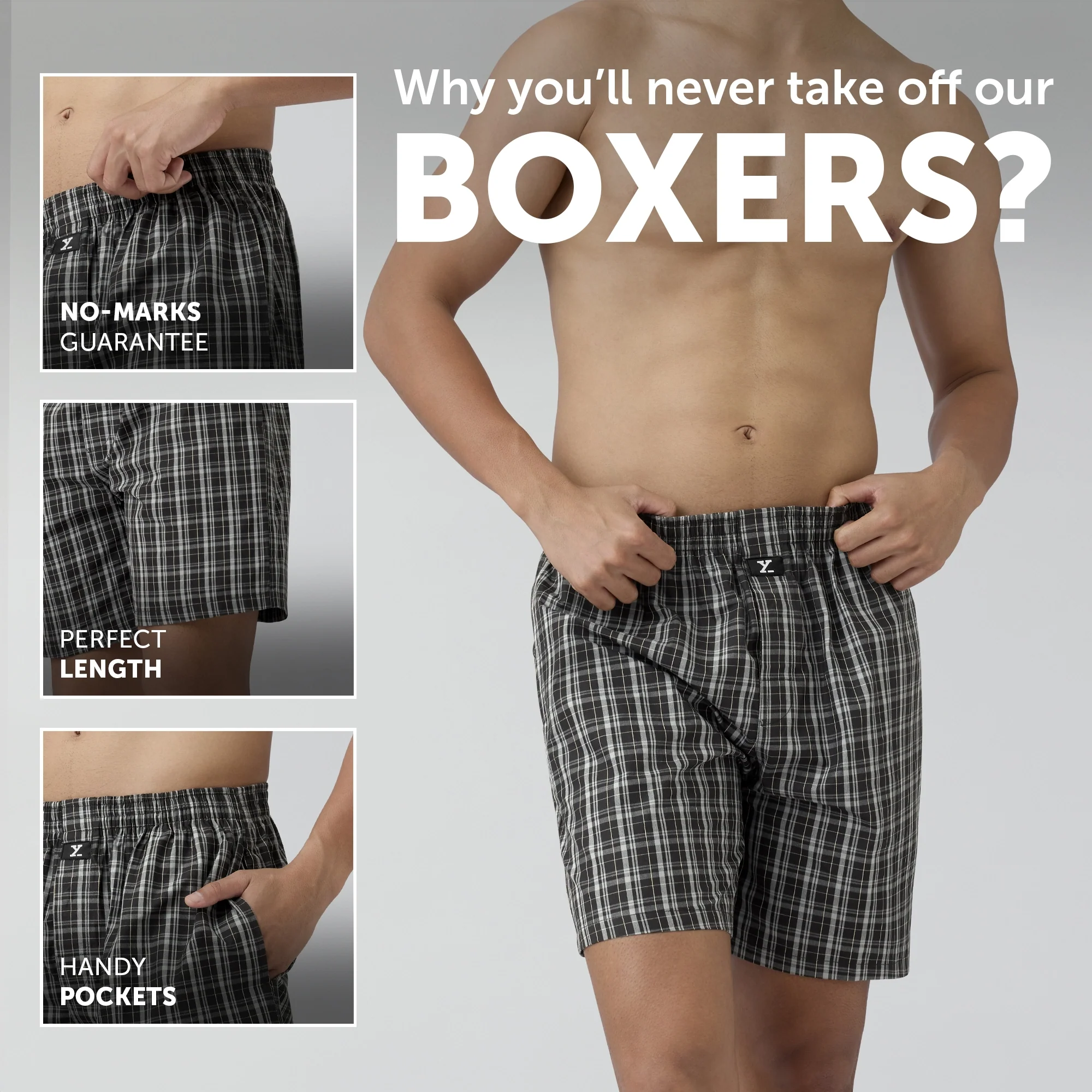 Checkmate Combed Cotton Boxer Shorts Crypto Black - Image 2