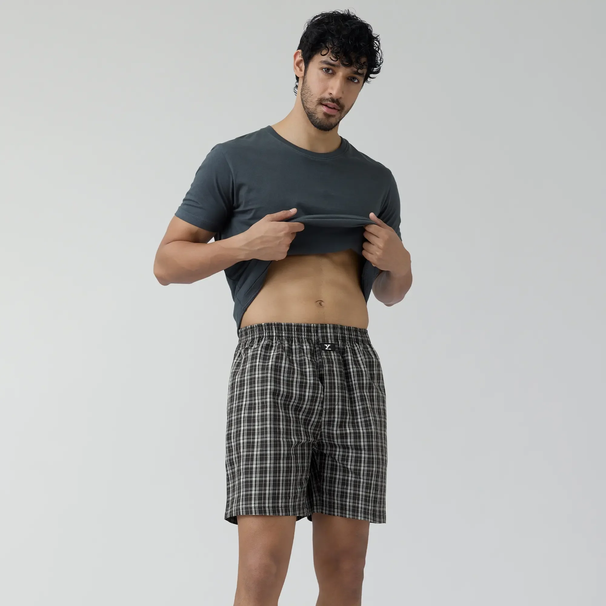 Checkmate Combed Cotton Boxer Shorts Crypto Black - Image 3