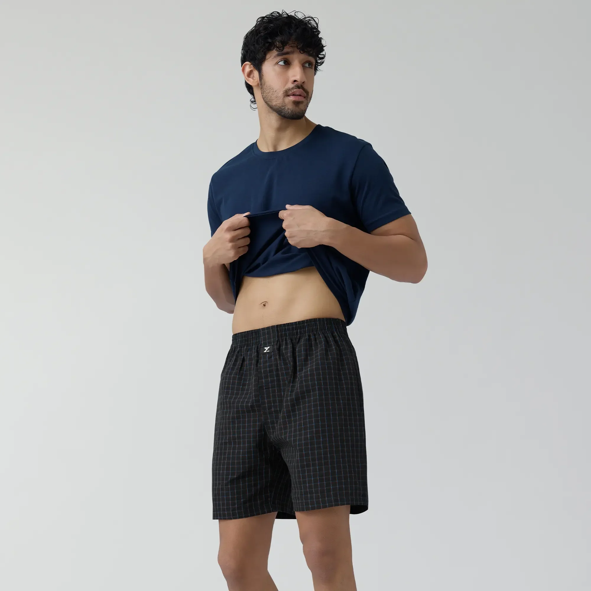 Checkmate Combed Cotton Boxer Shorts Charcoal Black - Image 3