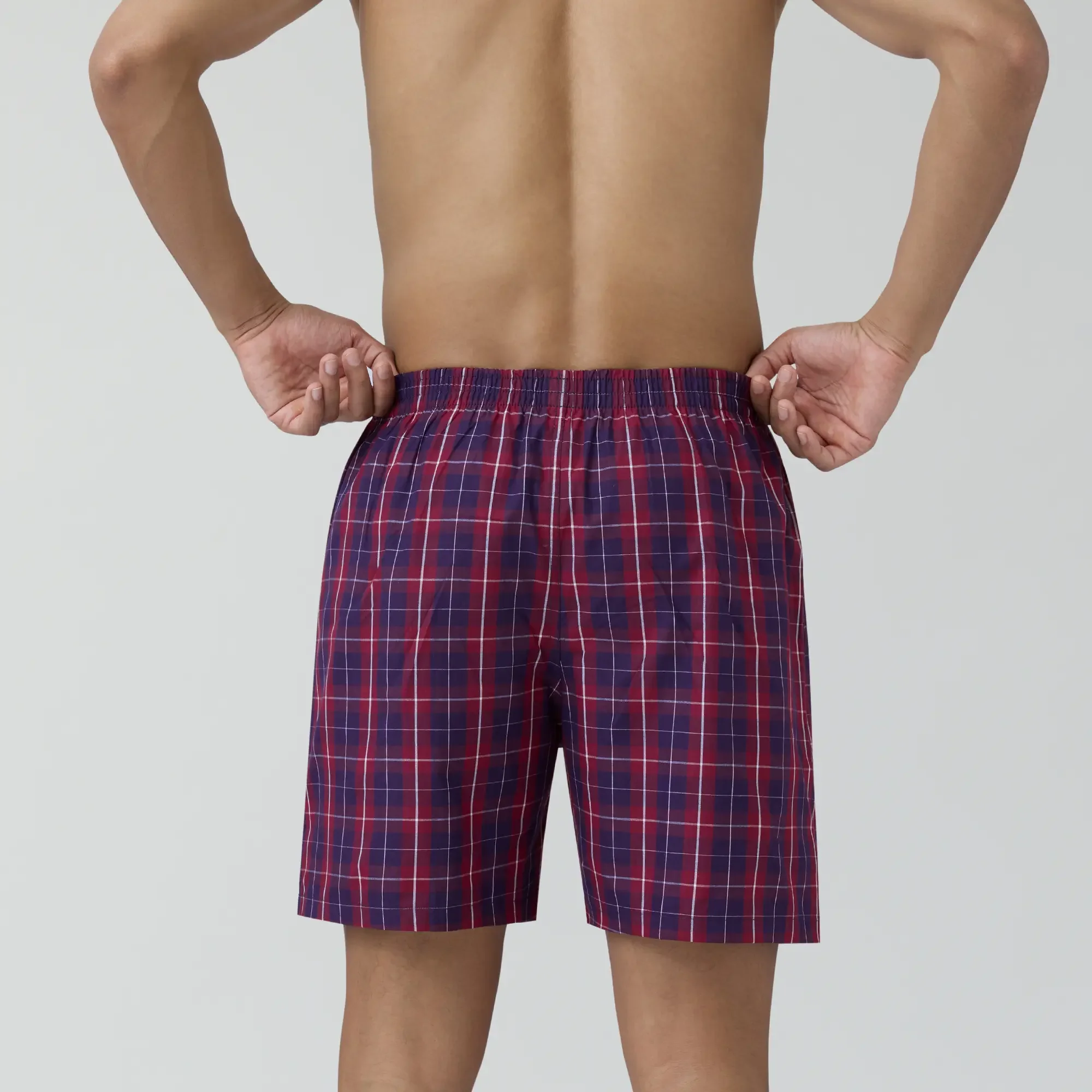 Checkmate Combed Cotton Boxer Shorts Autumn Maroon - Image 4