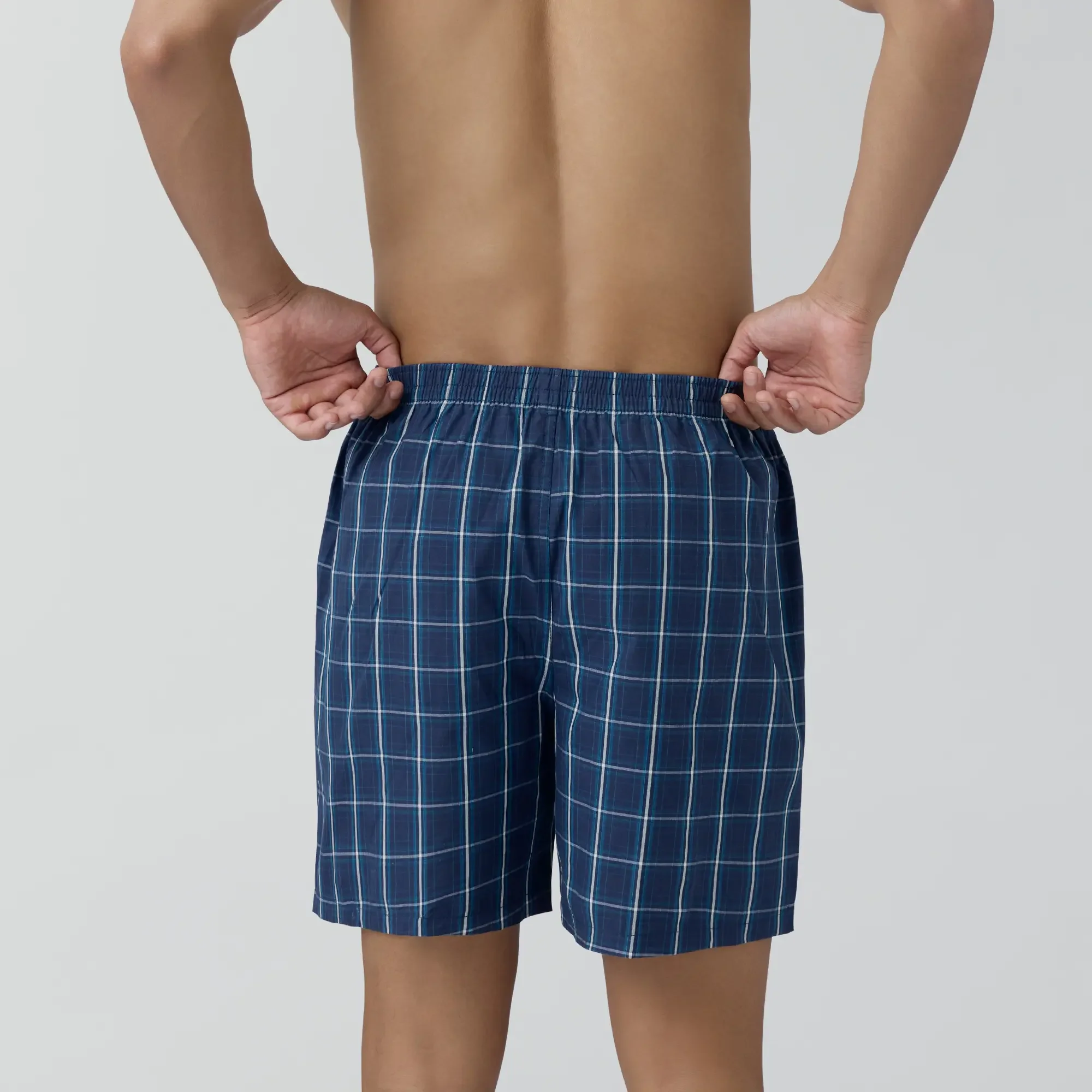 Checkmate Combed Cotton Boxer Shorts Vivid Blue - Image 4