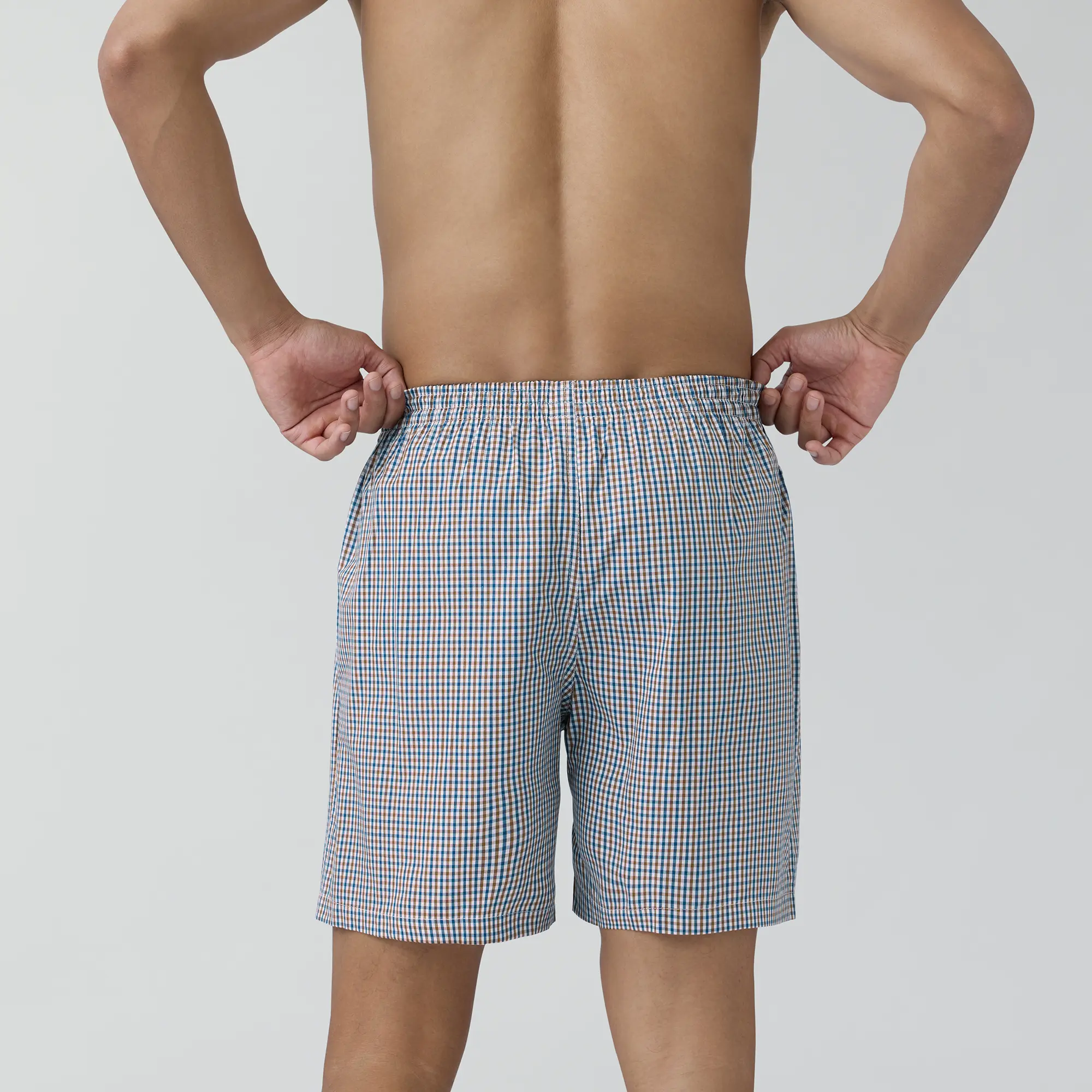 Checkmate Combed Cotton Boxer Shorts Sandy Grey - Image 4