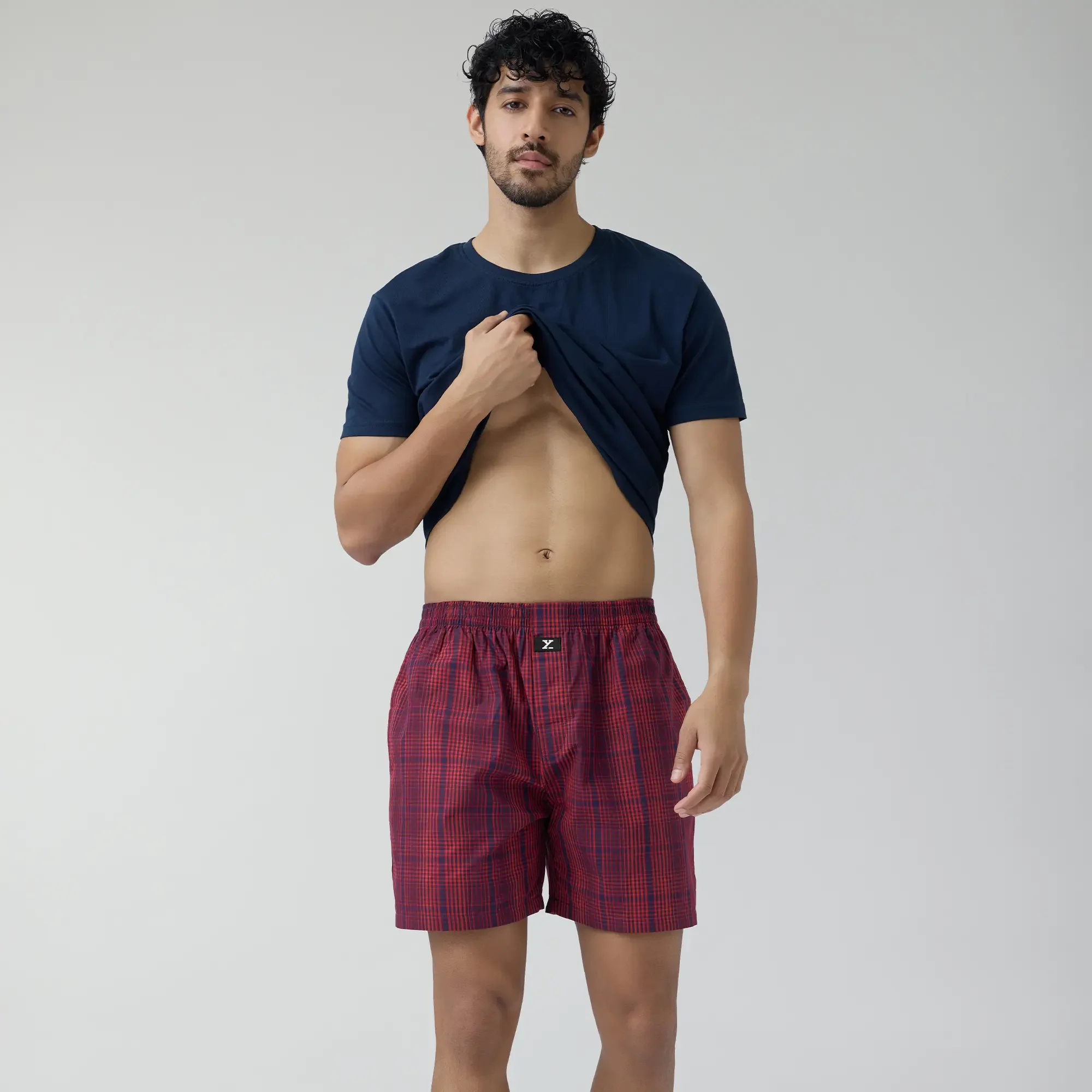 Checkmate Combed Cotton Boxer Shorts Brit Red - Image 3