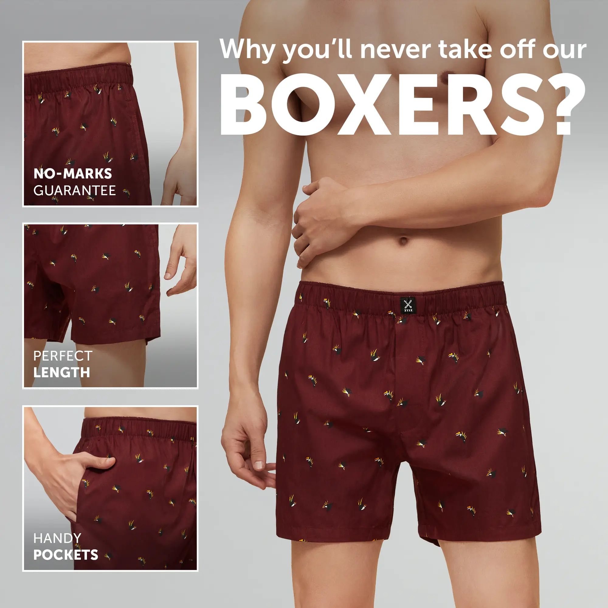 Savanna Cotton Boxers Hornbill Maroon - Image 2