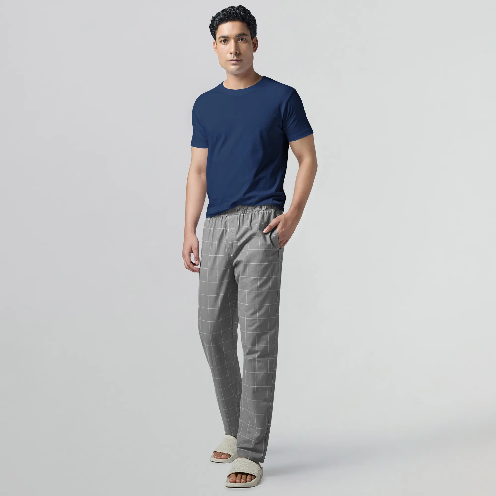 Checkmate Combed Cotton Pyjamas Steel Grey - Image 6