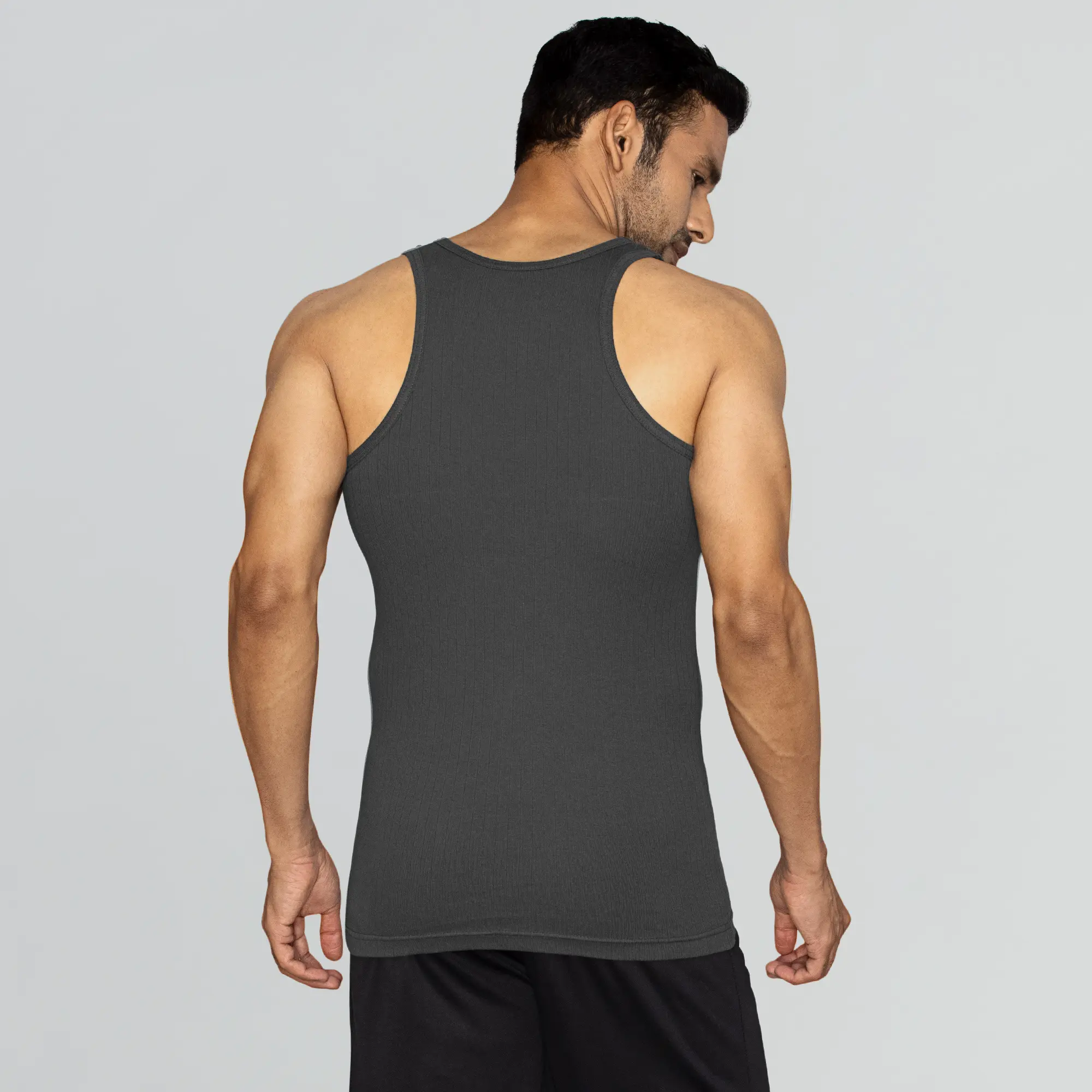 Nova Round Neck Racer Back Vest Graphite Grey - Image 5