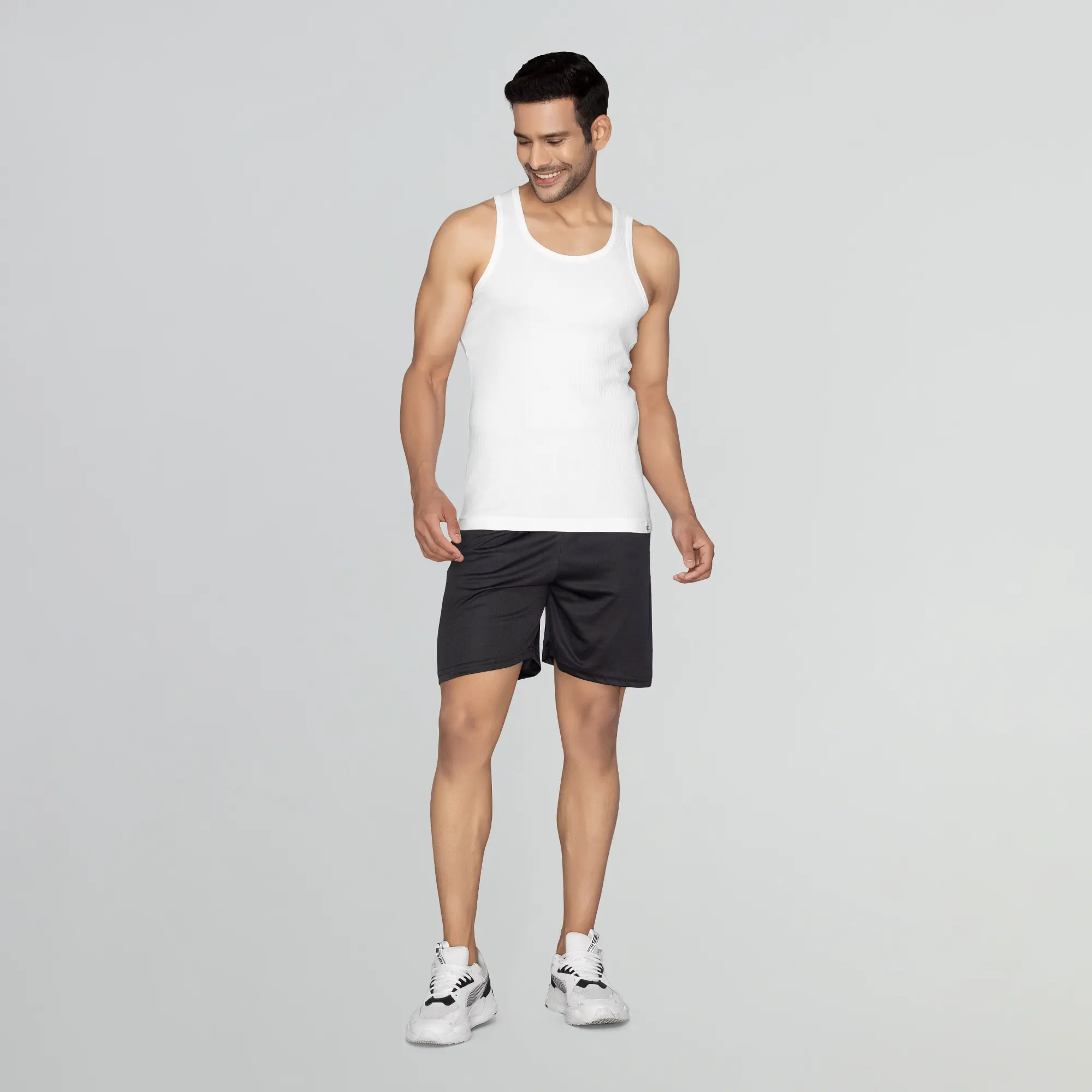 Nova Round Neck Racer Back Vest Polar White - Image 2