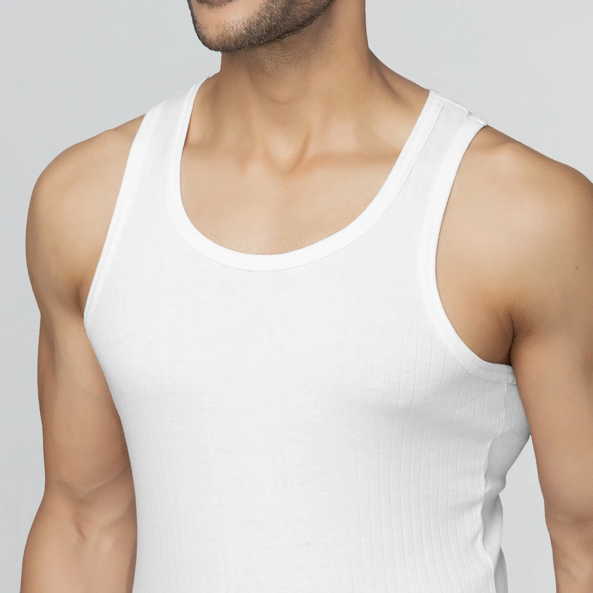 Nova Round Neck Racer Back Vest Polar White - Image 6
