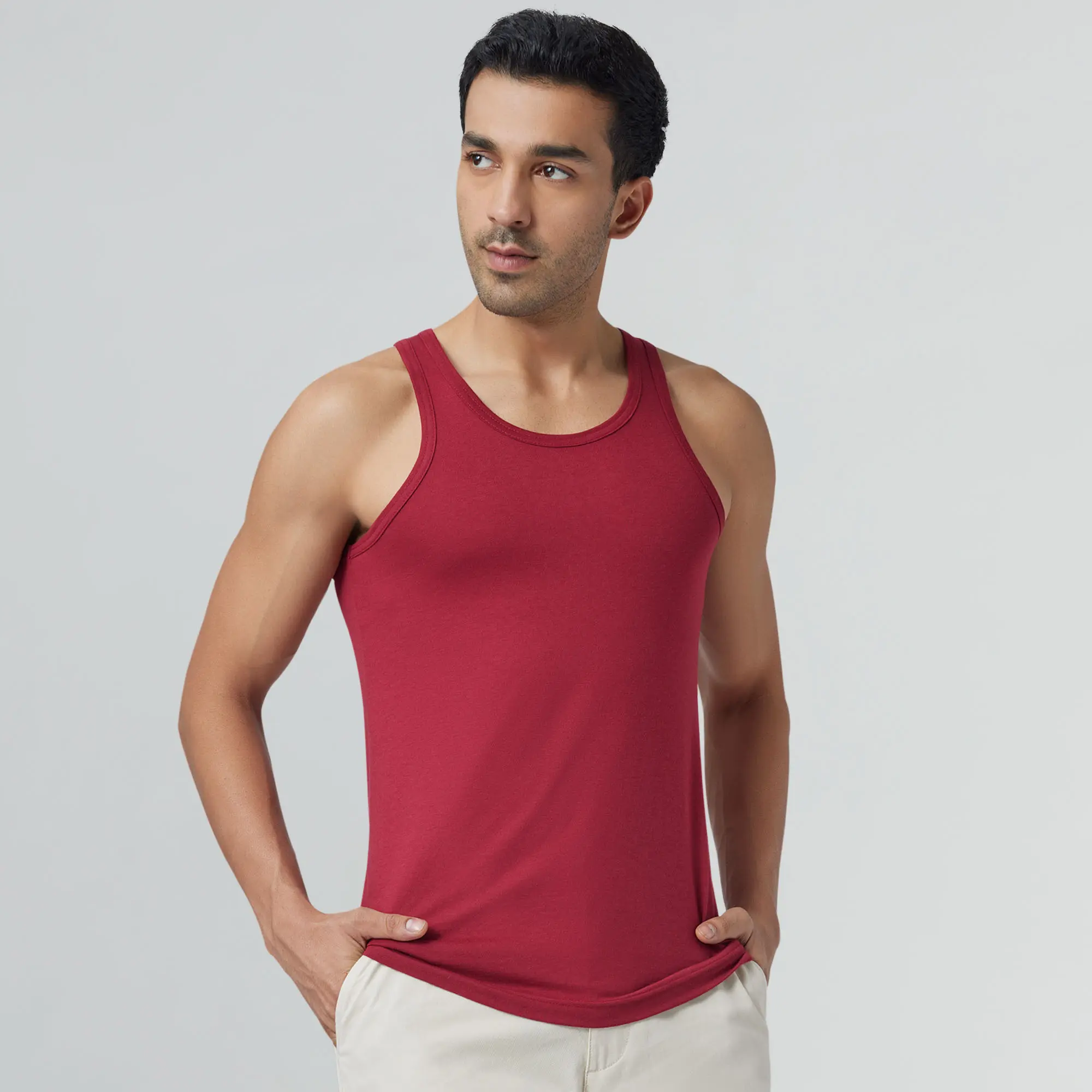 Ace Modal-Cotton Vest Bold Burgundy