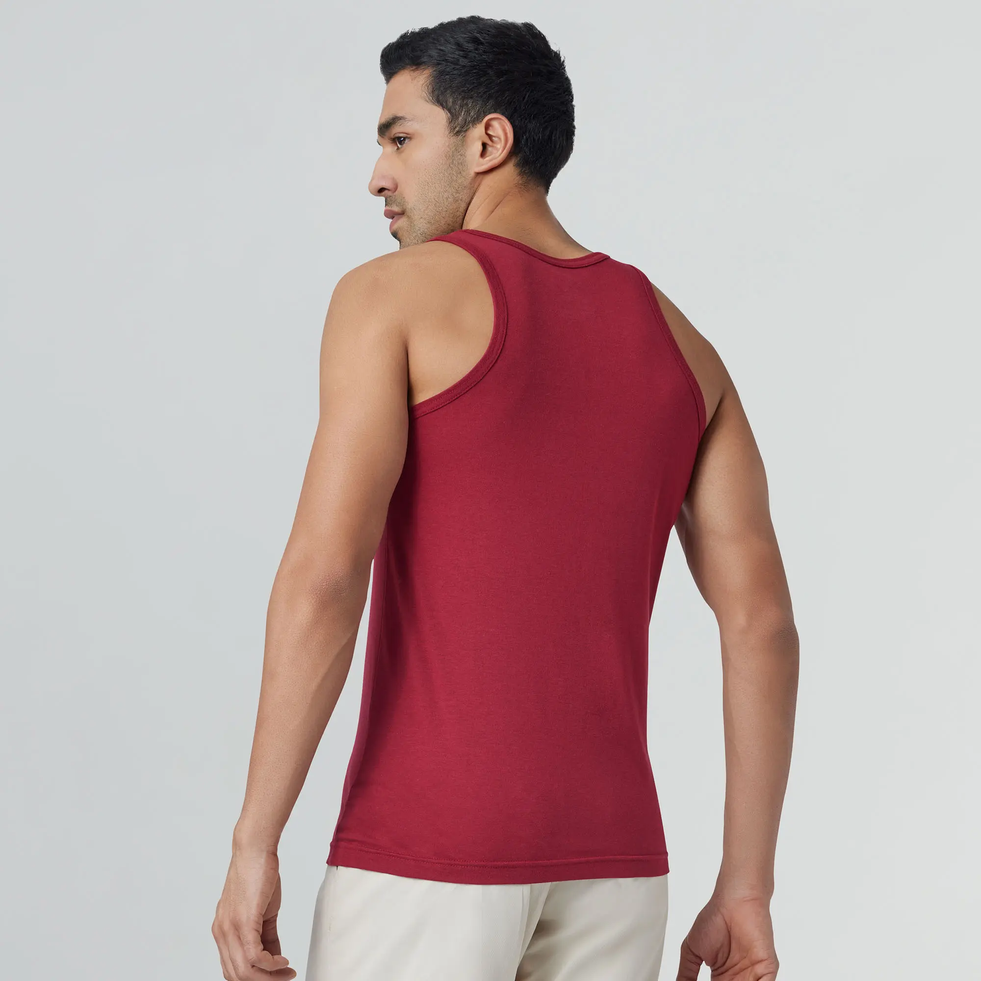 Ace Modal-Cotton Vest Bold Burgundy - Image 6
