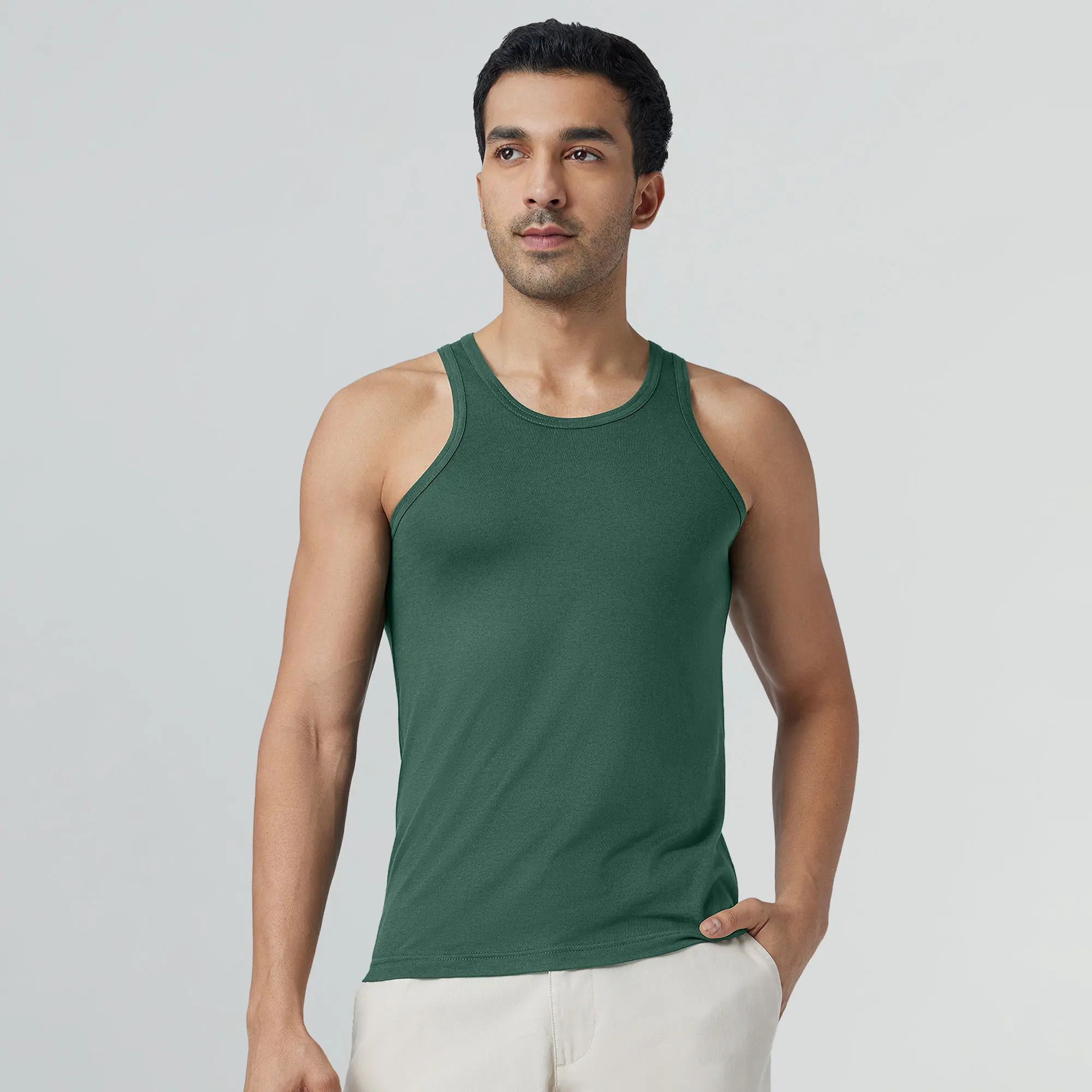 Ace Modal-Cotton Vest Forest Green