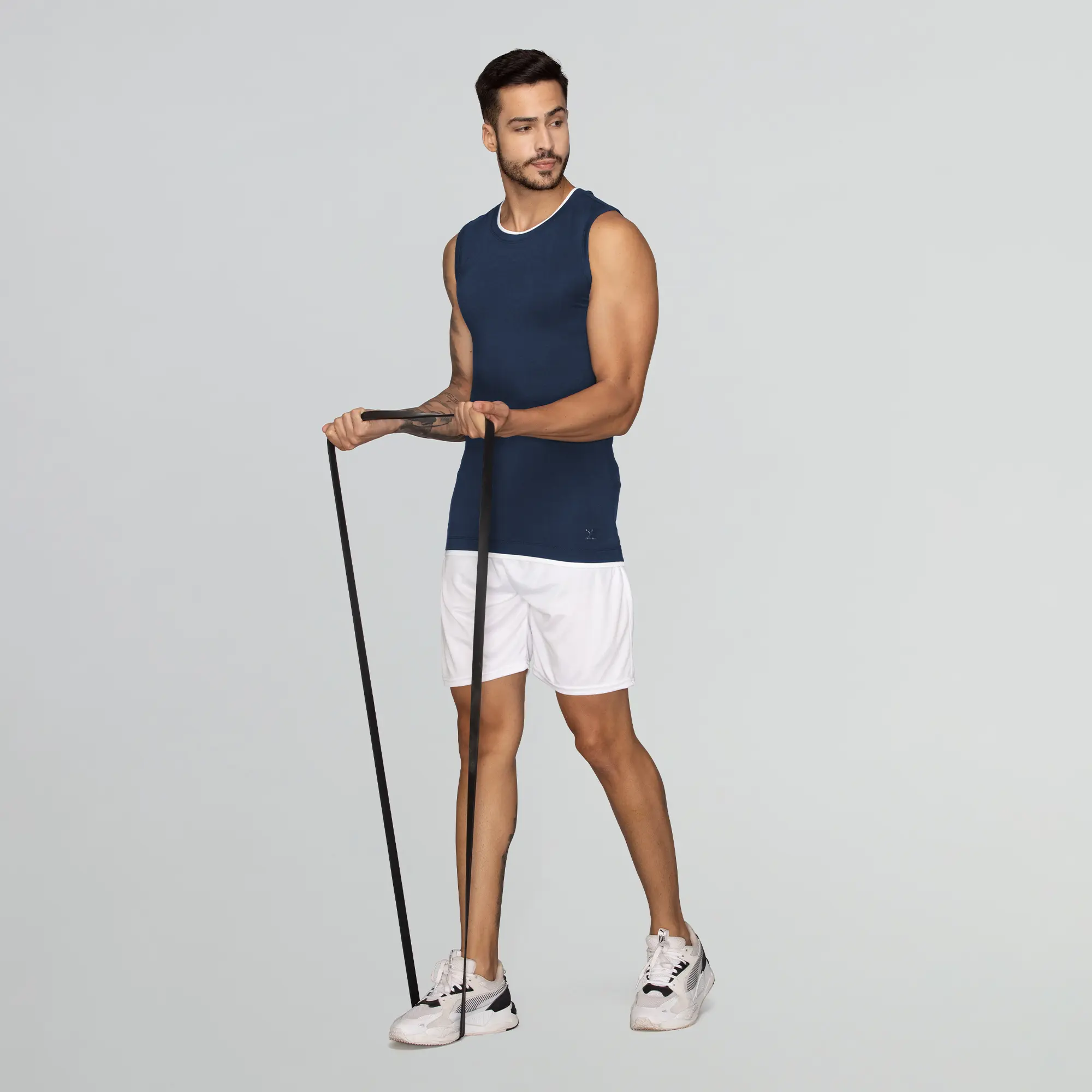 Activo Combed Cotton Gym Vest Estate Blue - Image 4