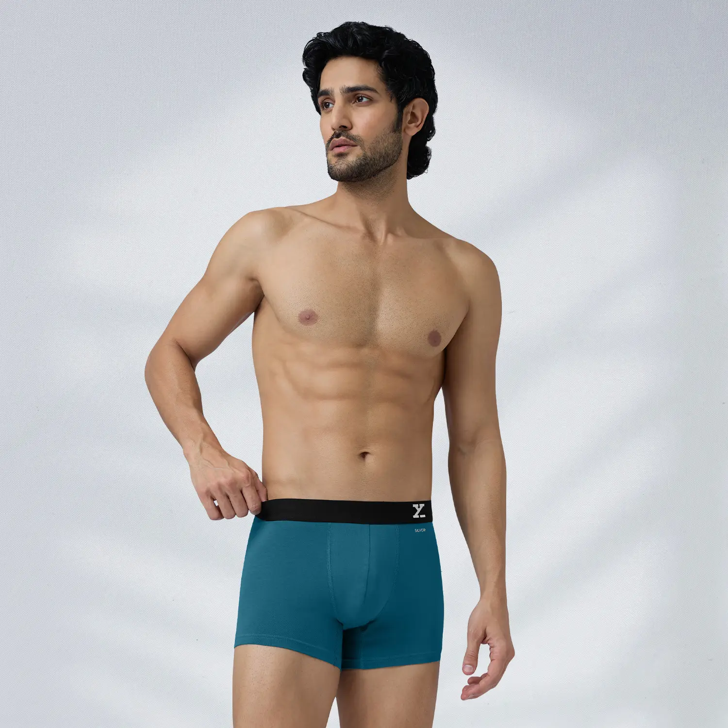 Aero Silver Cotton Trunks Green Emerald - Image 5