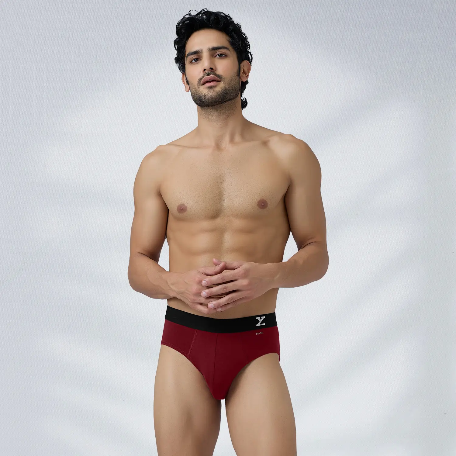 Aero Silver Cotton Briefs Bold Burgundy - Image 5
