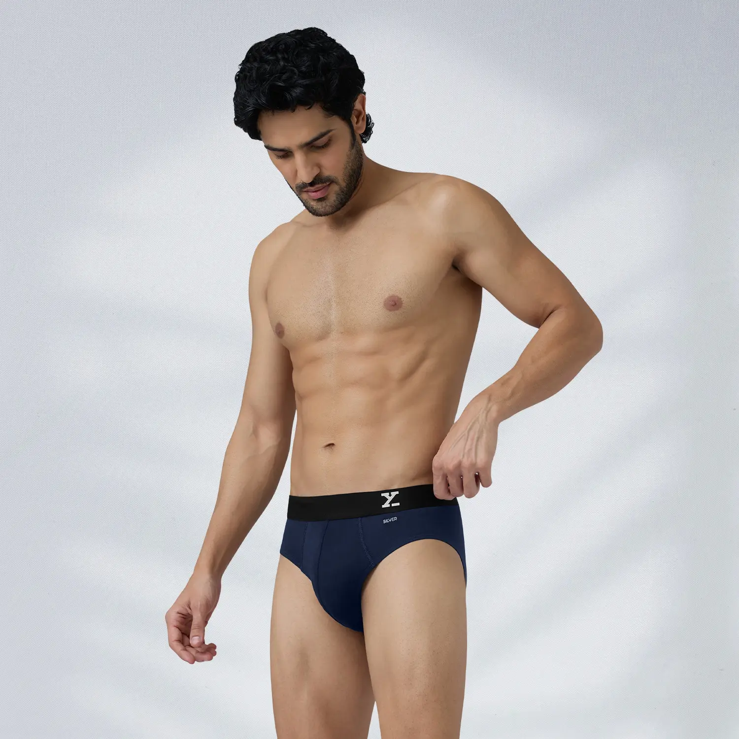 Aero Silver Cotton Briefs Midnight Blue - Image 5