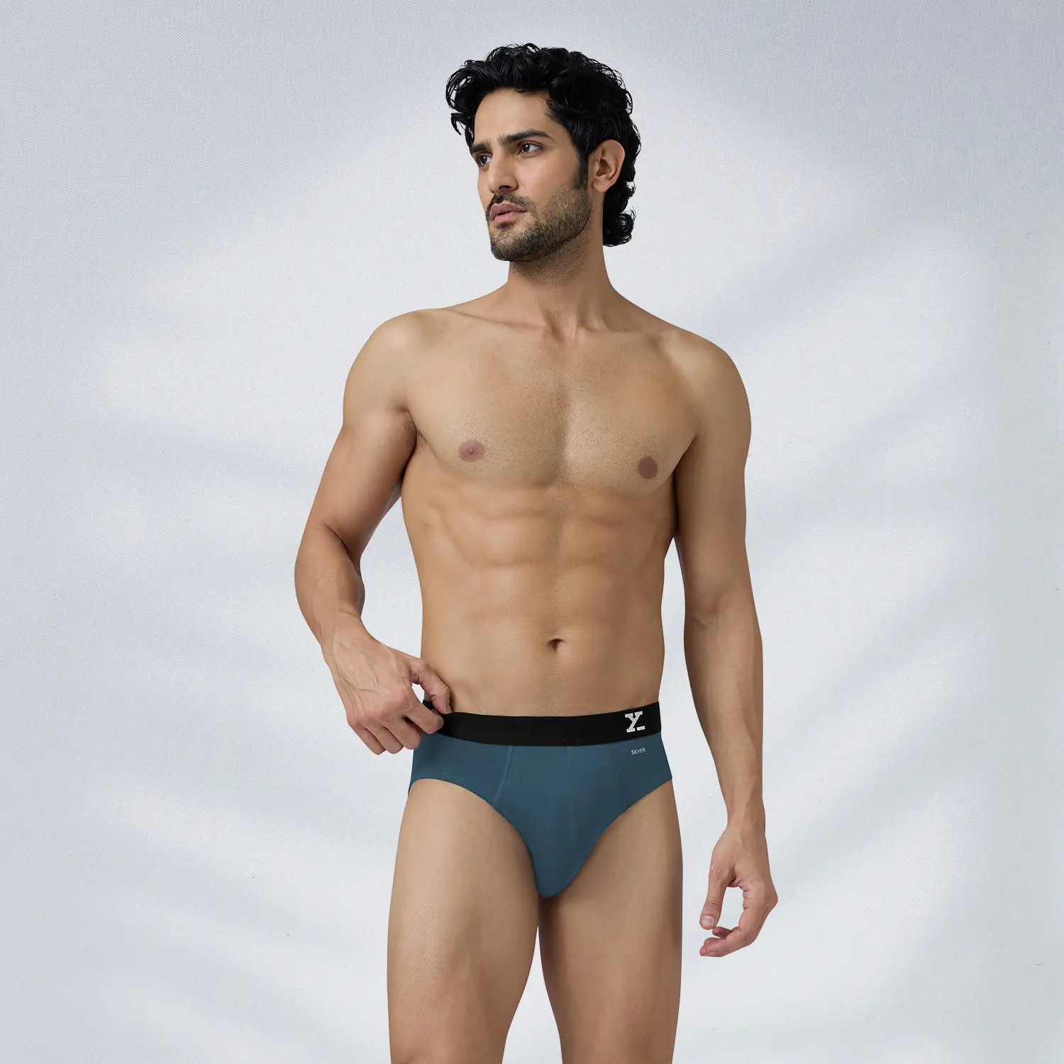 Aero Silver Cotton Briefs Steel Blue