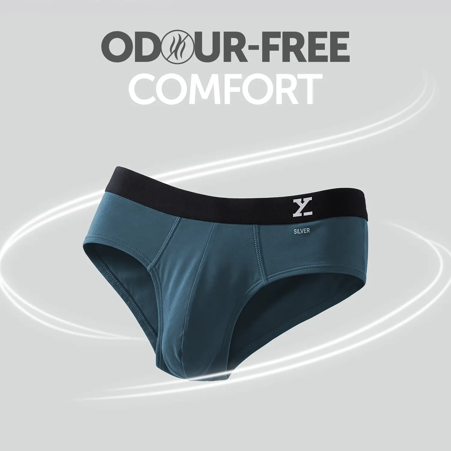 Aero Silver Cotton Briefs Steel Blue - Image 2