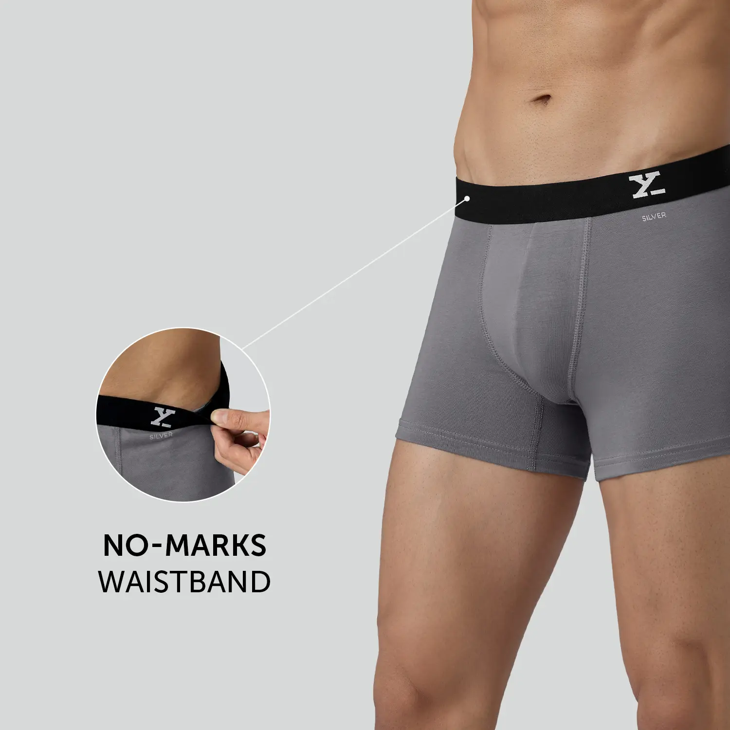 Aero Silver Cotton Trunks Ash Grey - Image 4