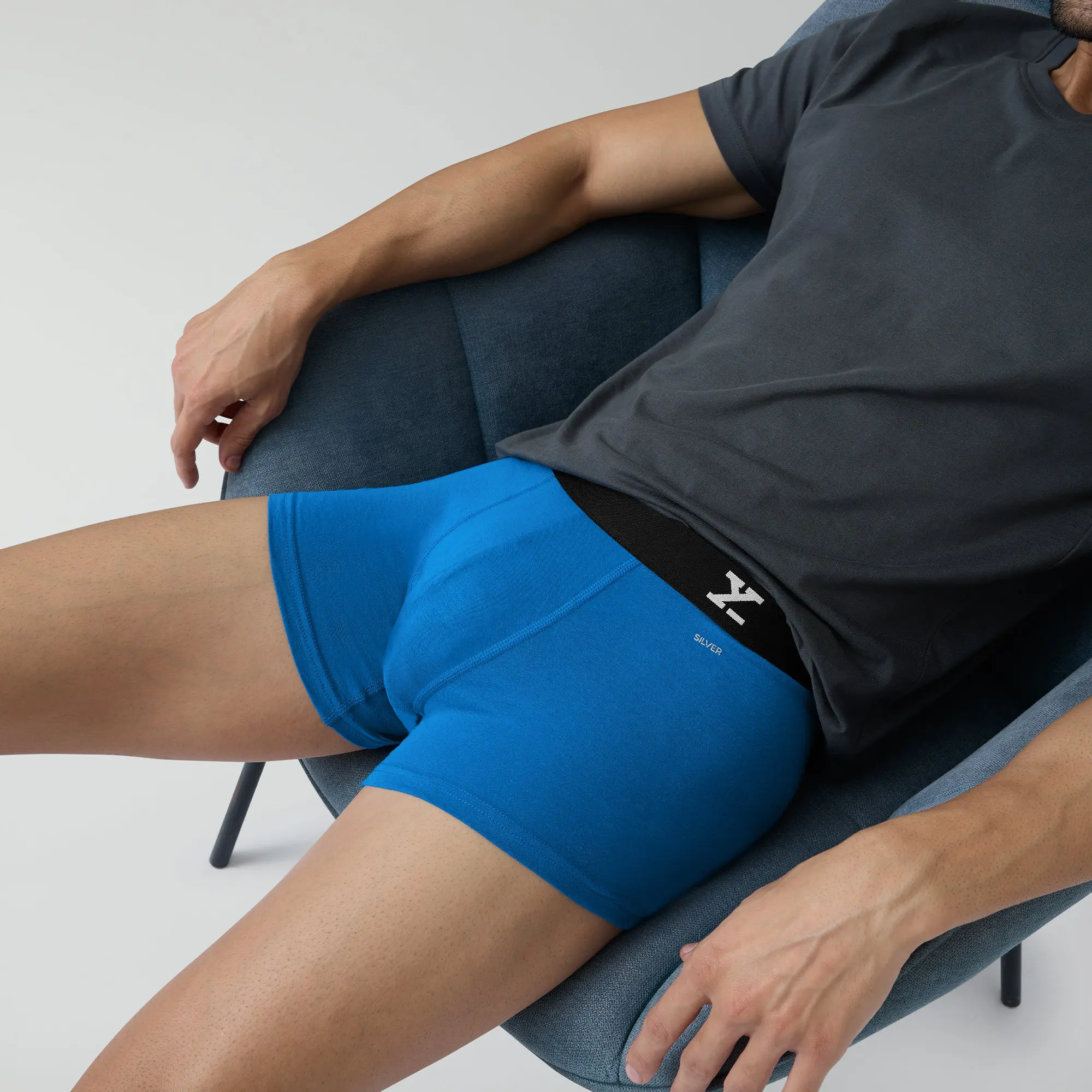 Aero Silver Cotton Trunks Pacific Blue