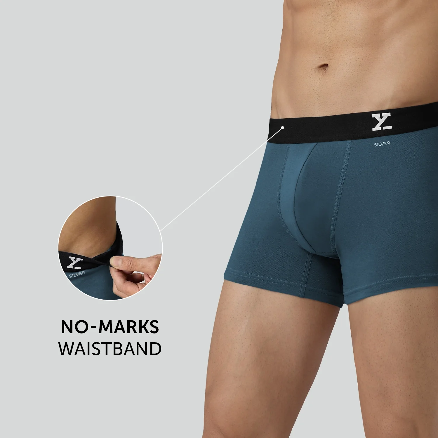 Aero Silver Cotton Trunks Steel Blue - Image 4