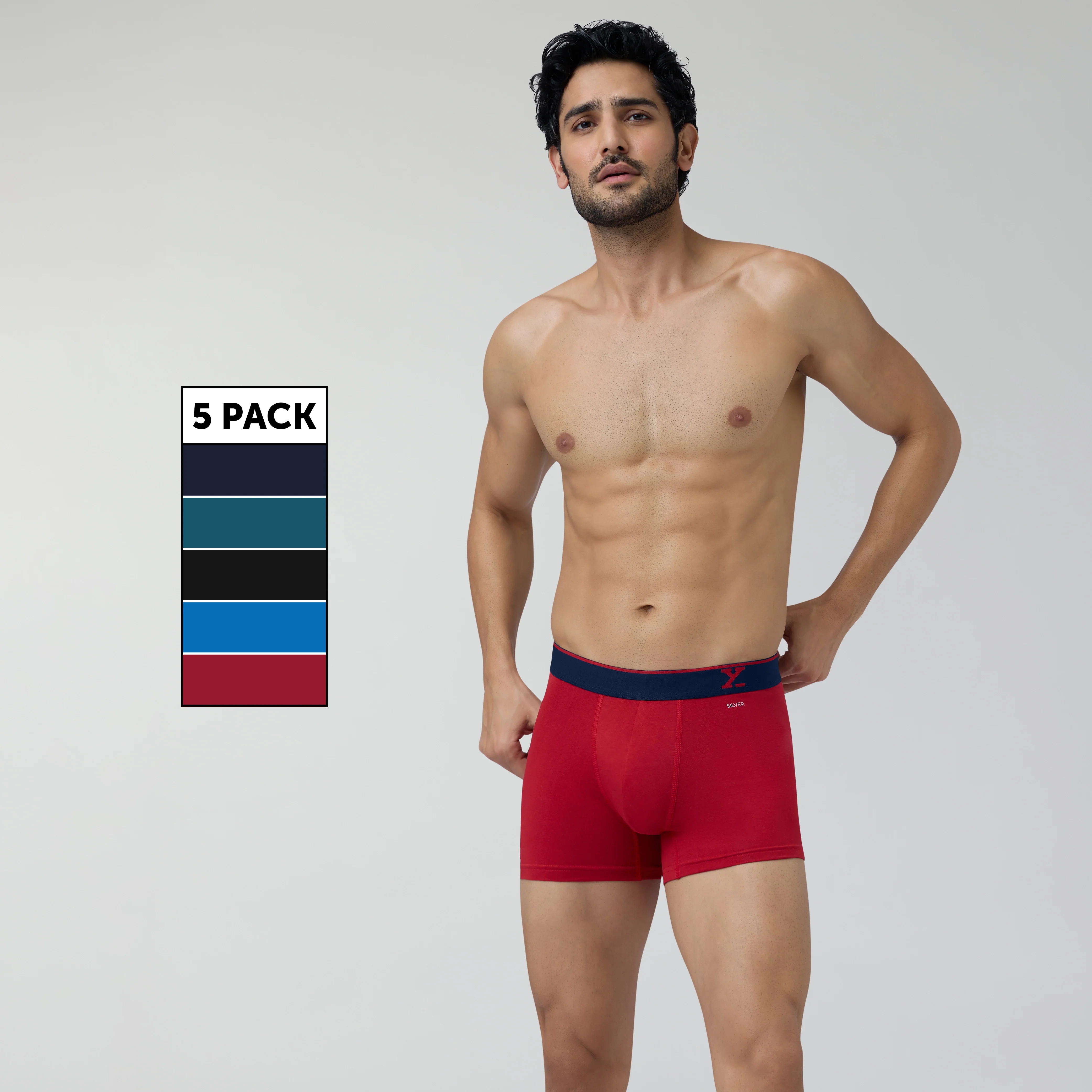 Aero Traq Pace Cotton Trunks Blue Green Black Red (Pack of 5) - Image 2