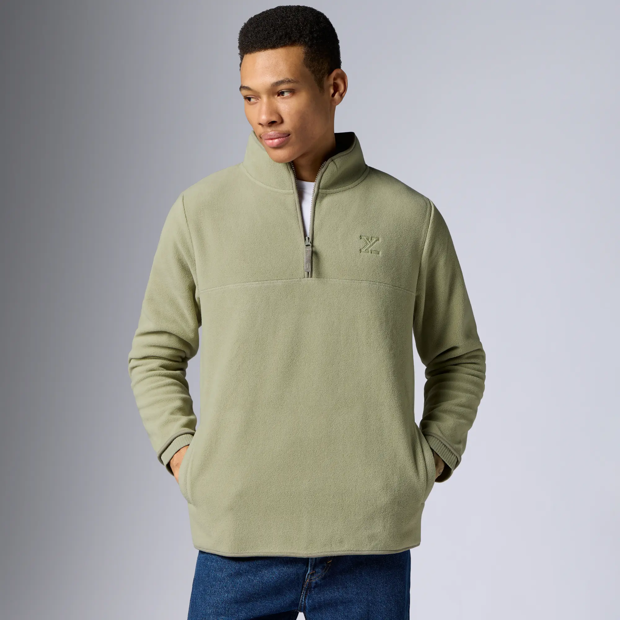 Mens Alterra Polar Fleece Jackets Cascade Grey - Image 3