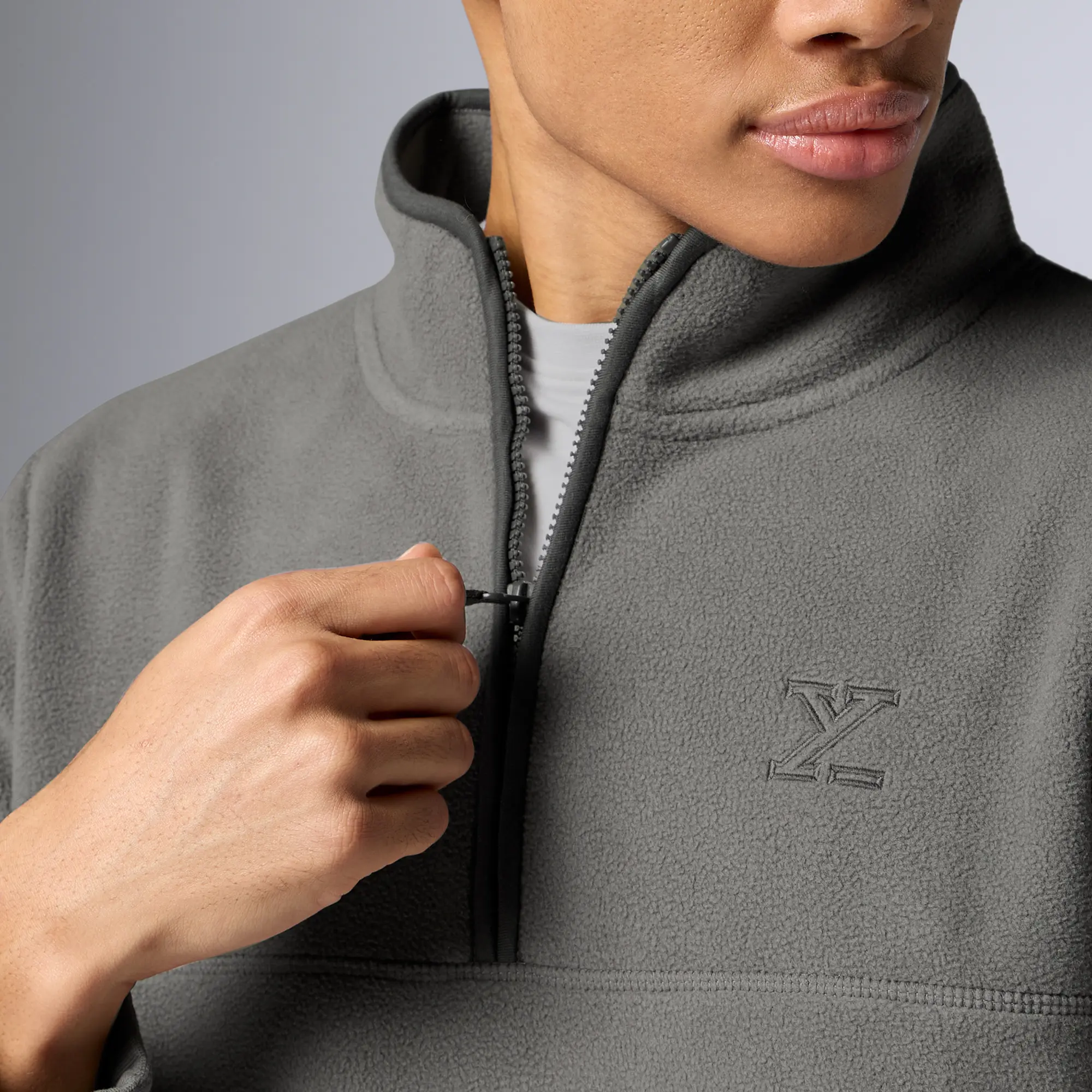 Mens Alterra Polar Fleece Jackets Moon Grey - Image 6