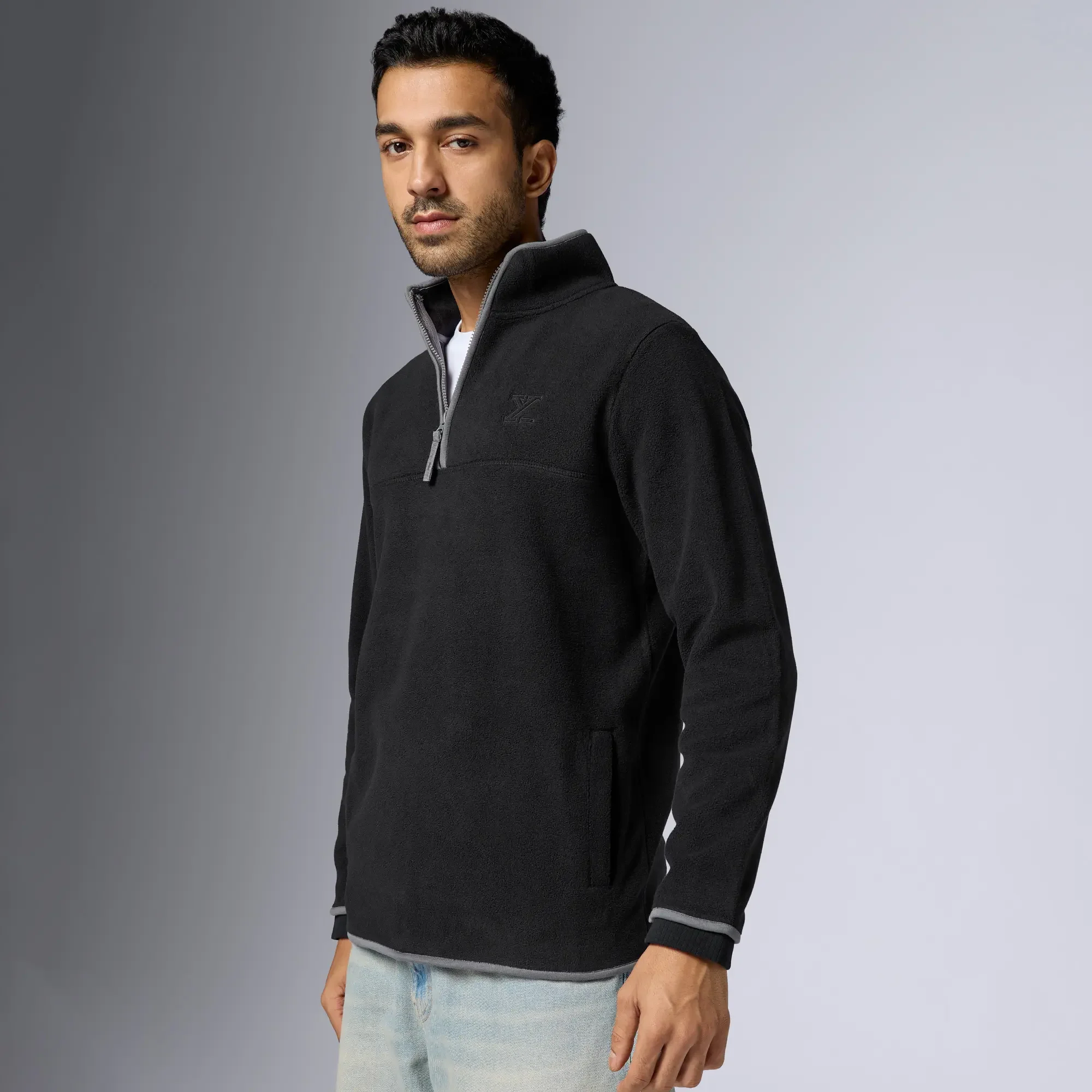 Mens Alterra Polar Fleece Jackets Pitch Black - Image 2