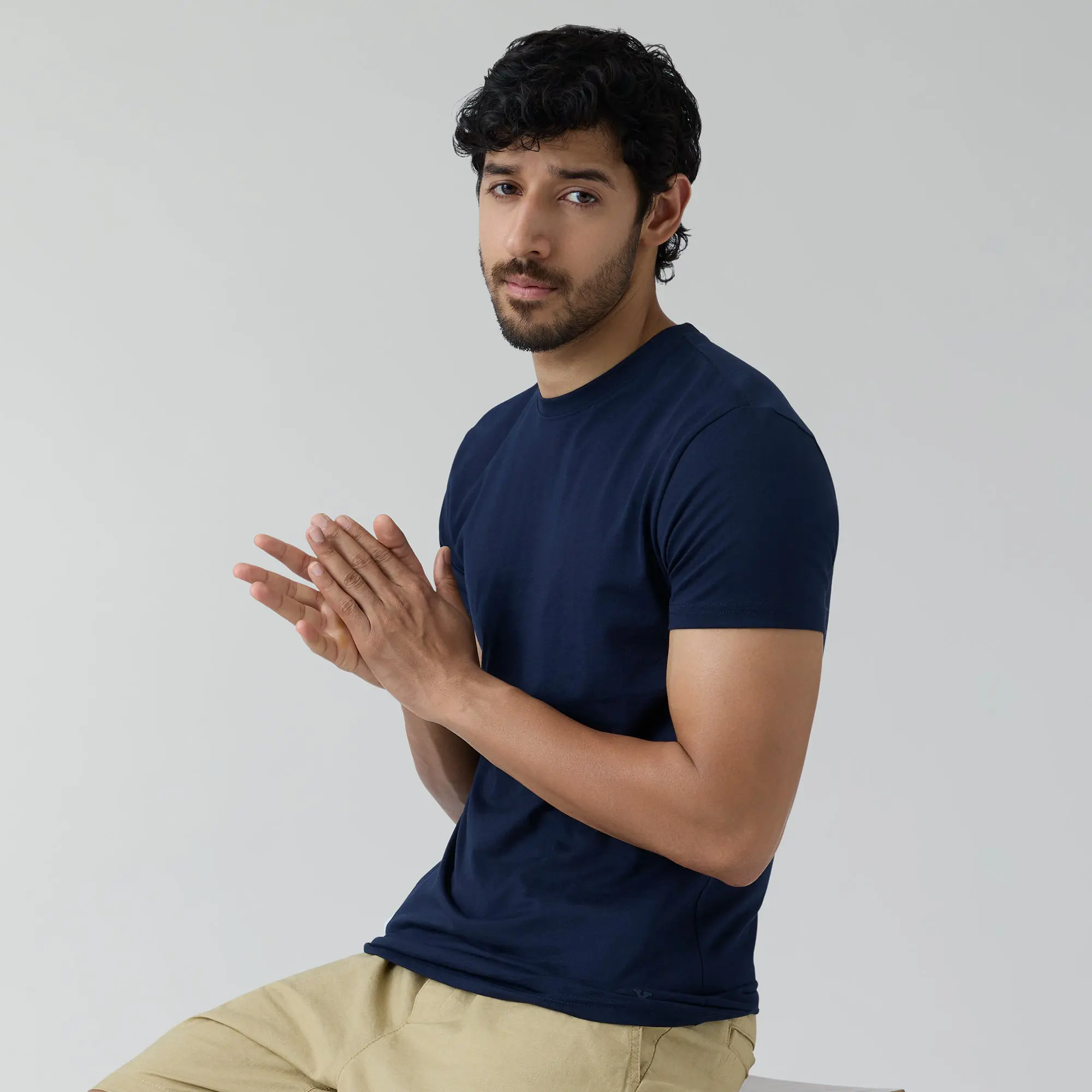 Code Cotton Rich T-shirts Midnight Blue - Image 3