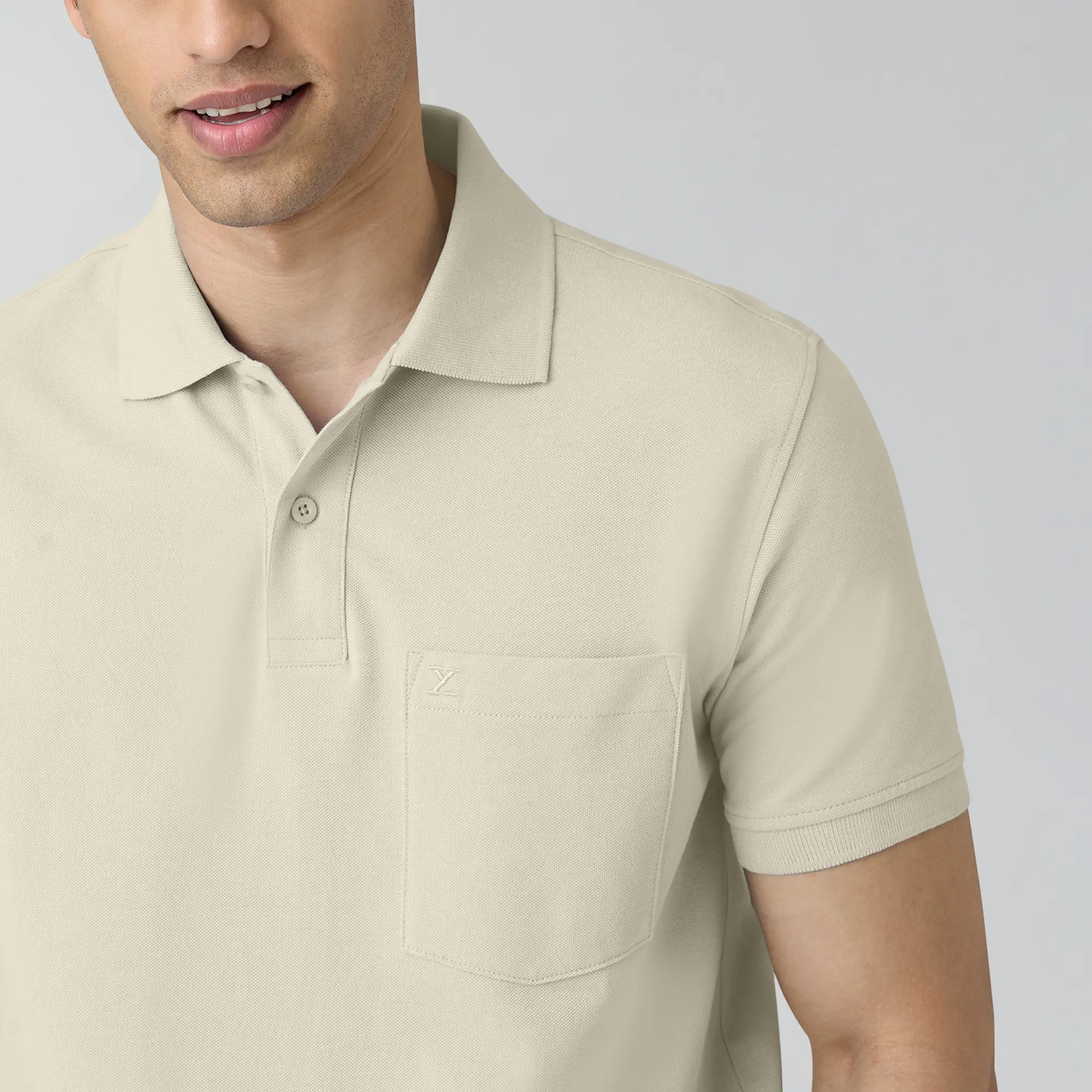 Code Polo T-shirts Almond White - Image 6