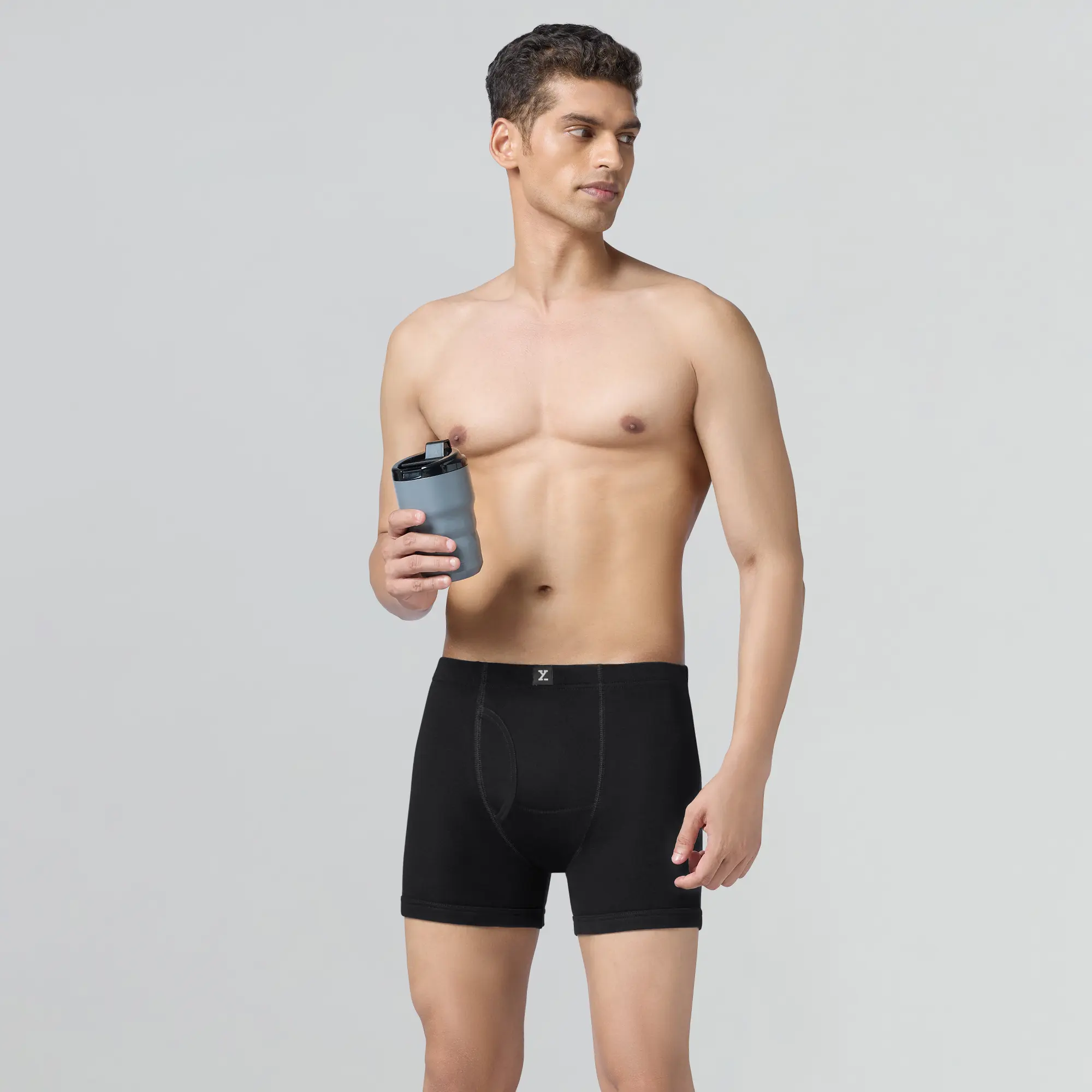 Nova Cotton Boxer Briefs (Inner Elastic) - Storm Grey - Image 3
