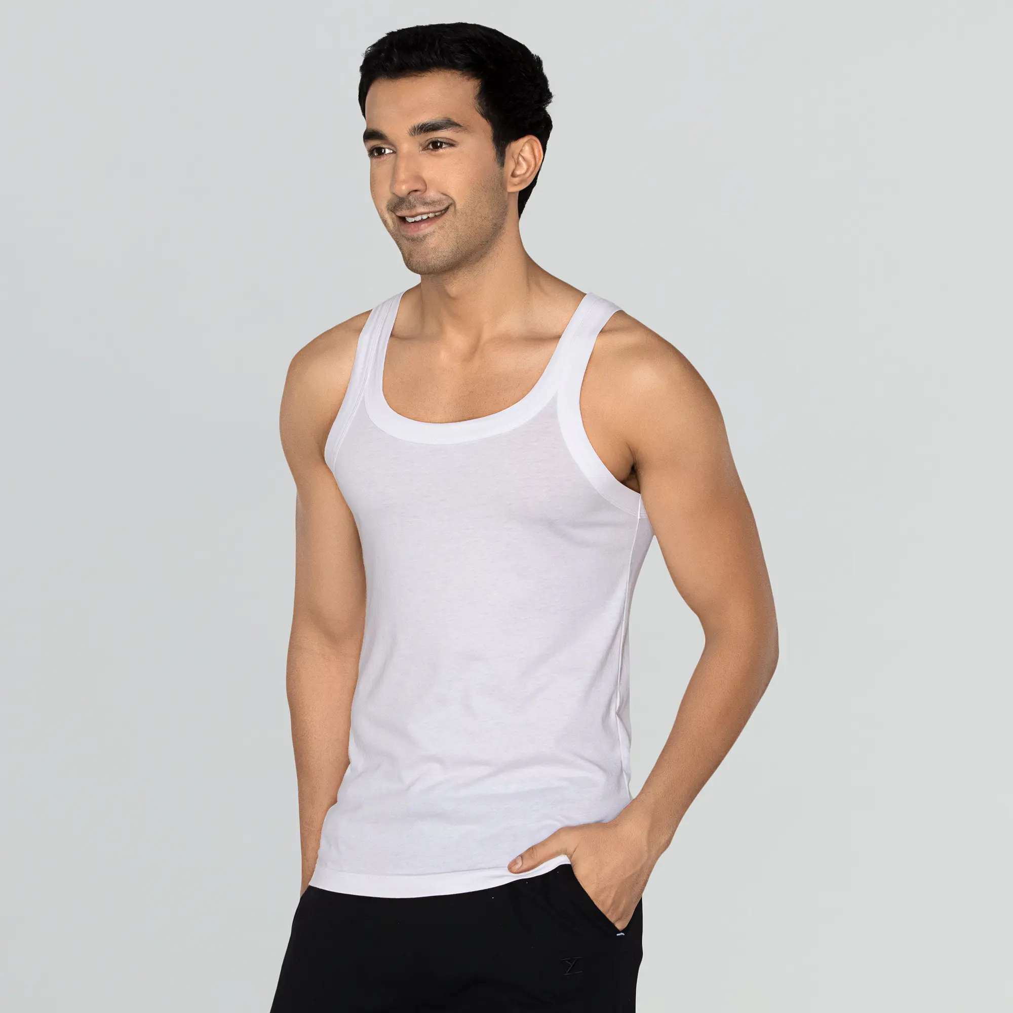 Ace Modal-Cotton Square Neck Vests Polar White Gym Fit - Image 3