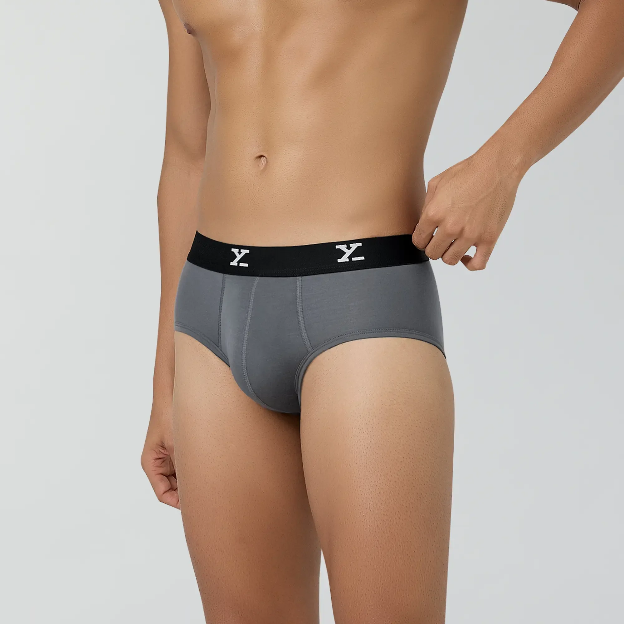 Super Combed Cotton-Modal Briefs - Charcoal Grey - Image 3