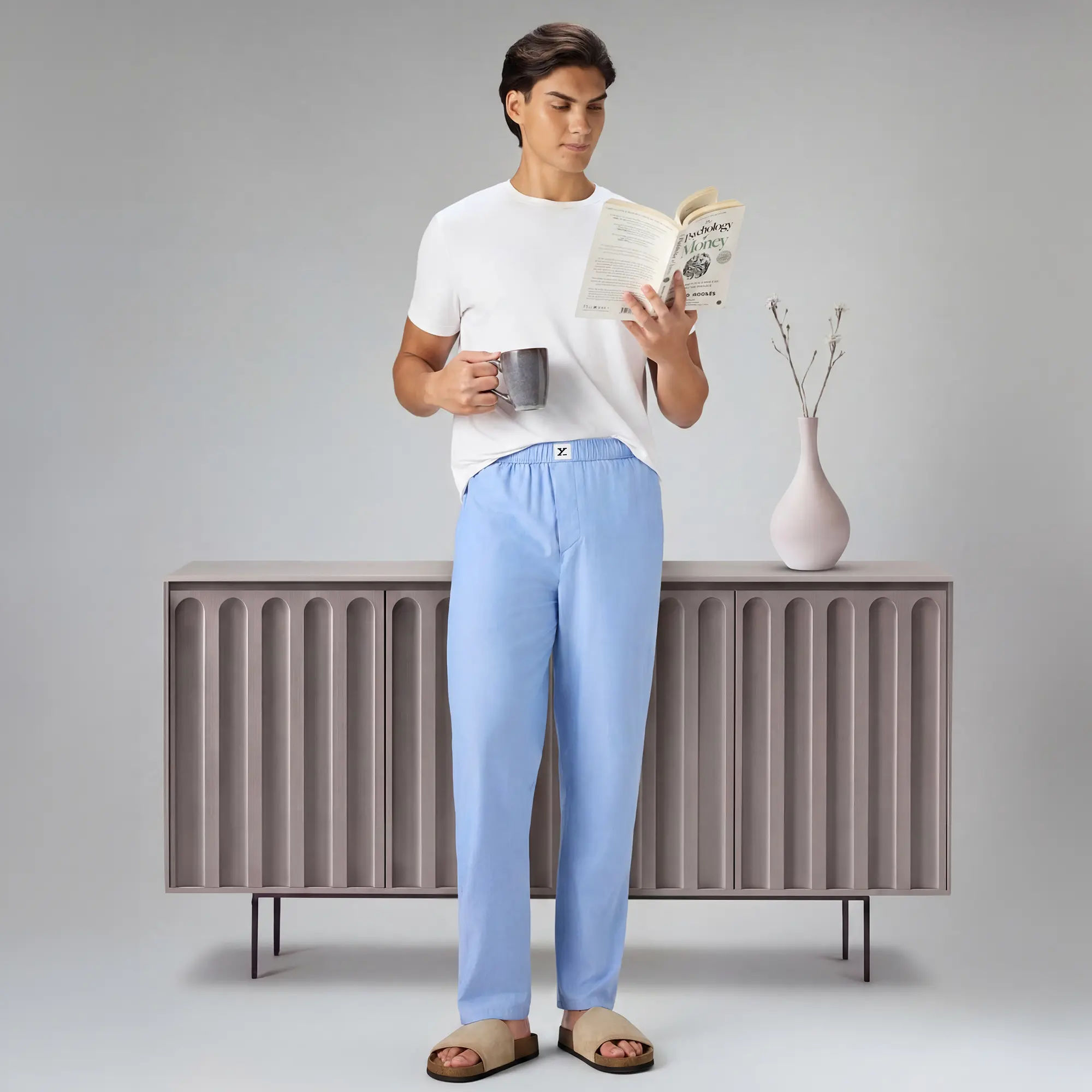 Ultra-Breathable Cotton Chambray Pyjamas - Powder Blue - Image 2