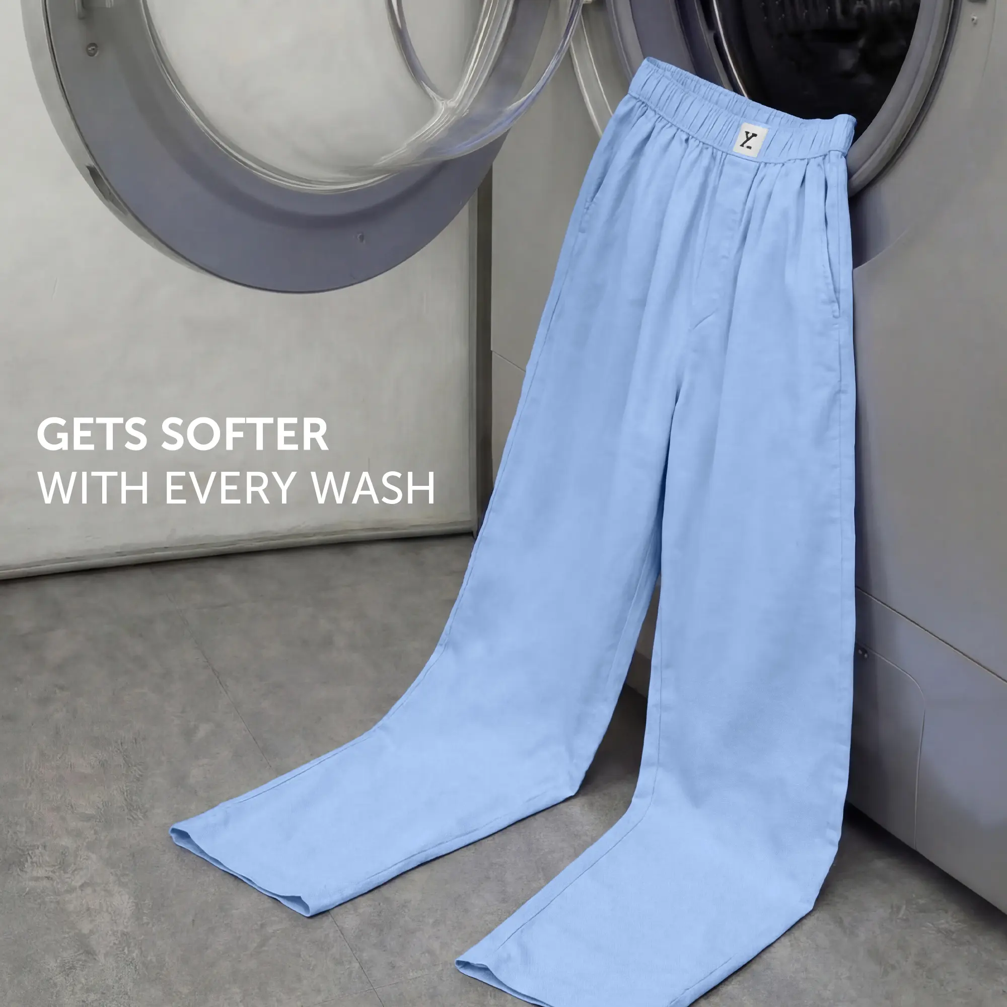 Ultra-Breathable Cotton Chambray Pyjamas - Powder Blue - Image 5