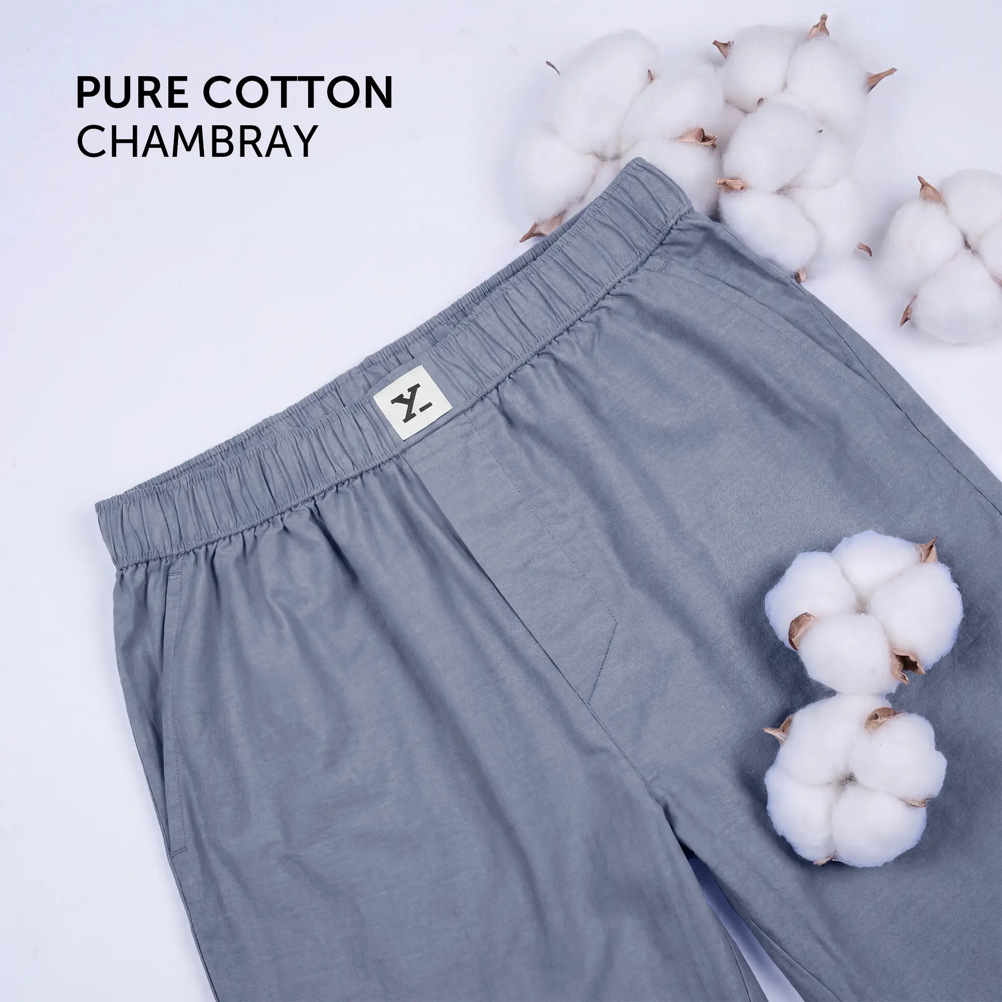Ultra-Breathable Cotton Chambray Pyjamas - Washed Navy - Image 3