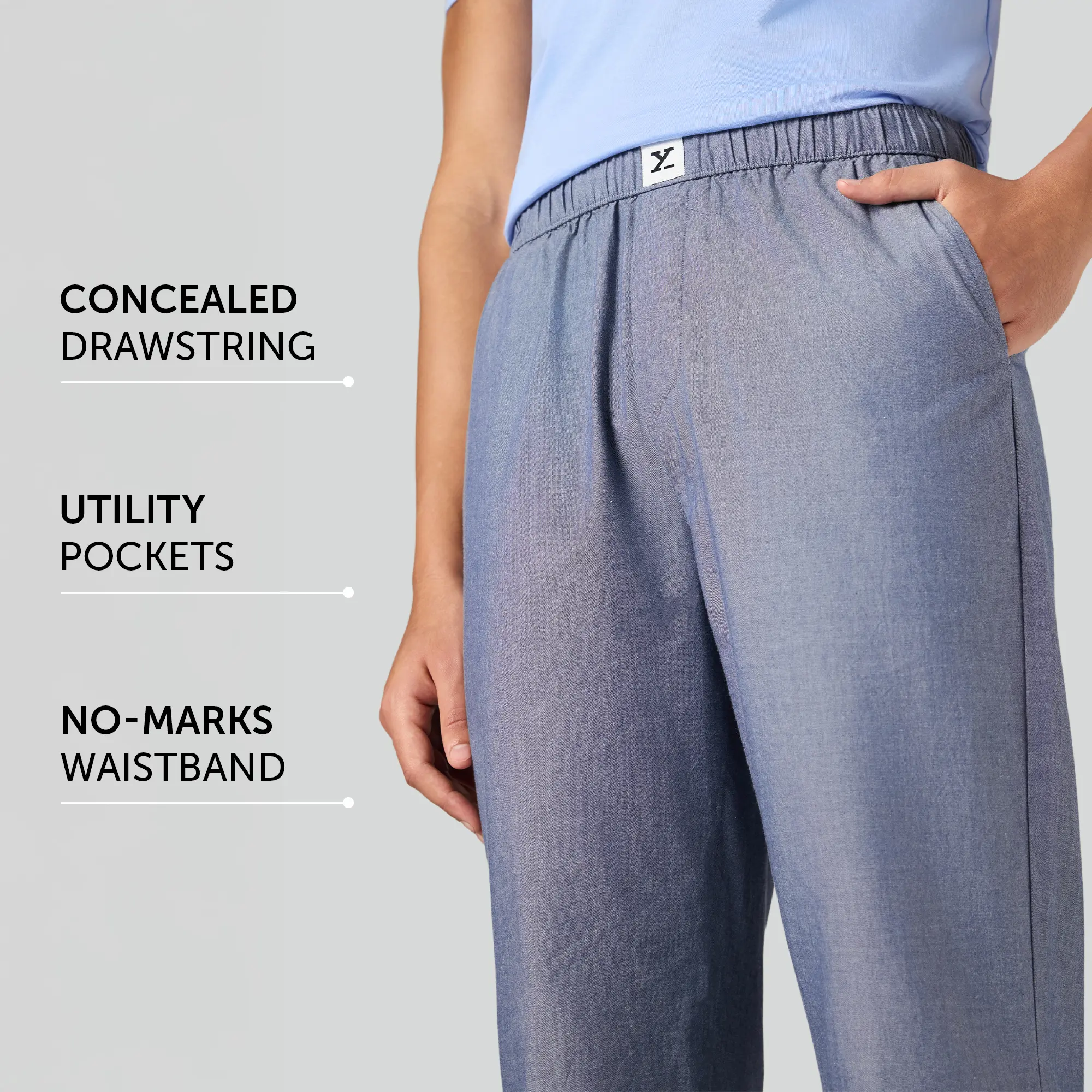 Ultra-Breathable Cotton Chambray Pyjamas - Washed Navy - Image 8