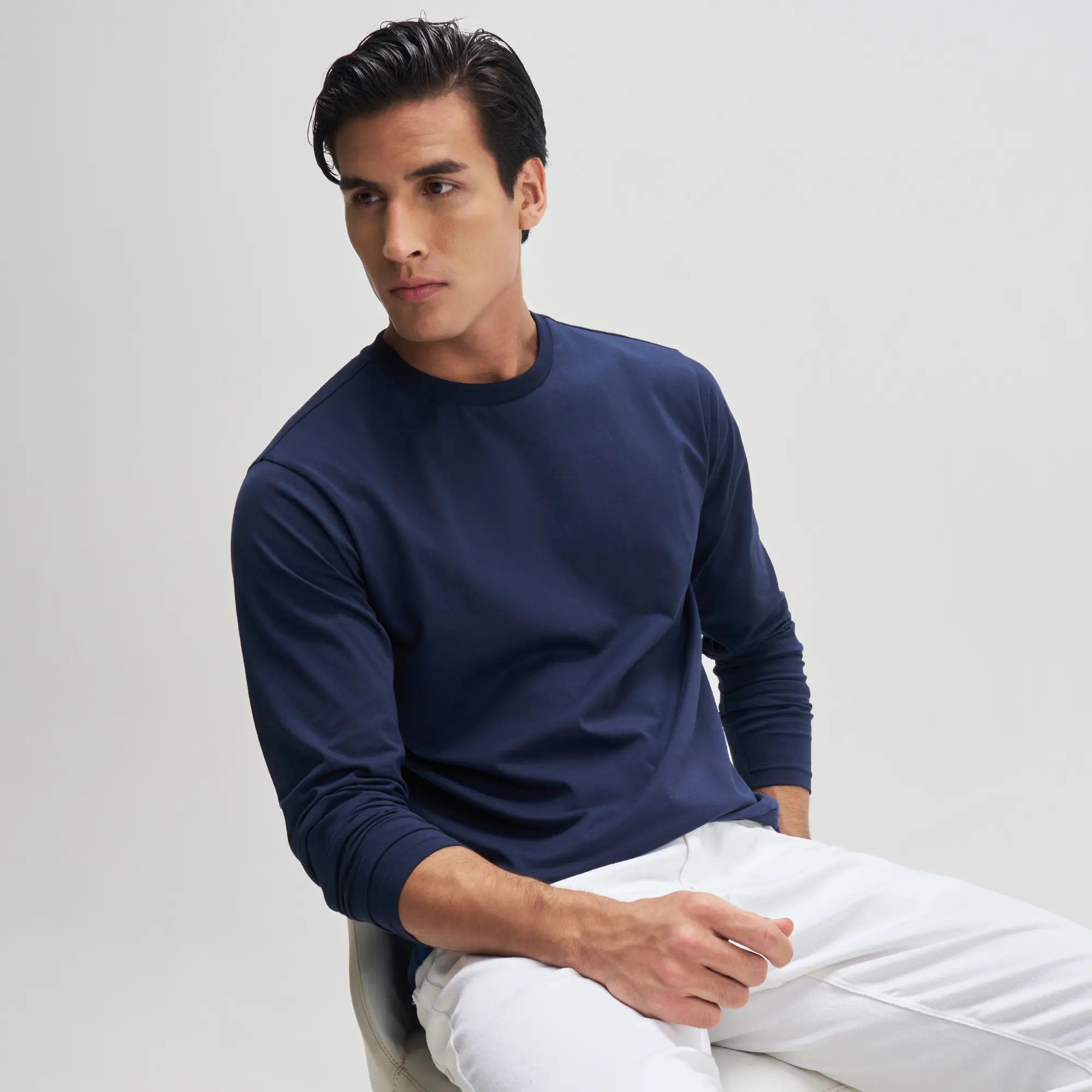 Full Sleeve Crew Neck T-Shirt - Midnight Blue
