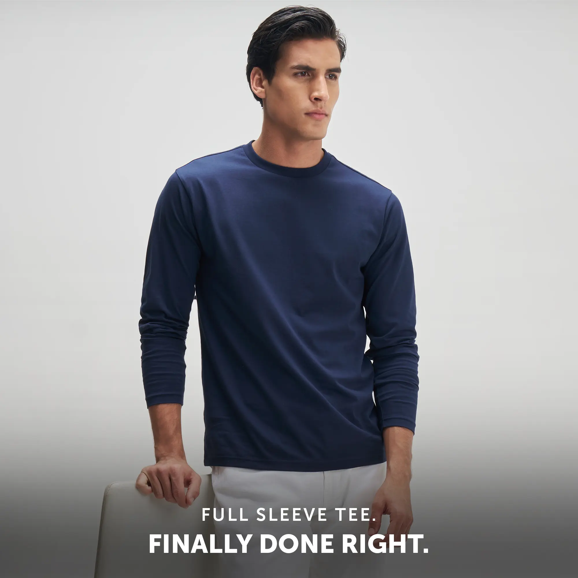 Full Sleeve Crew Neck T-Shirt - Midnight Blue - Image 2
