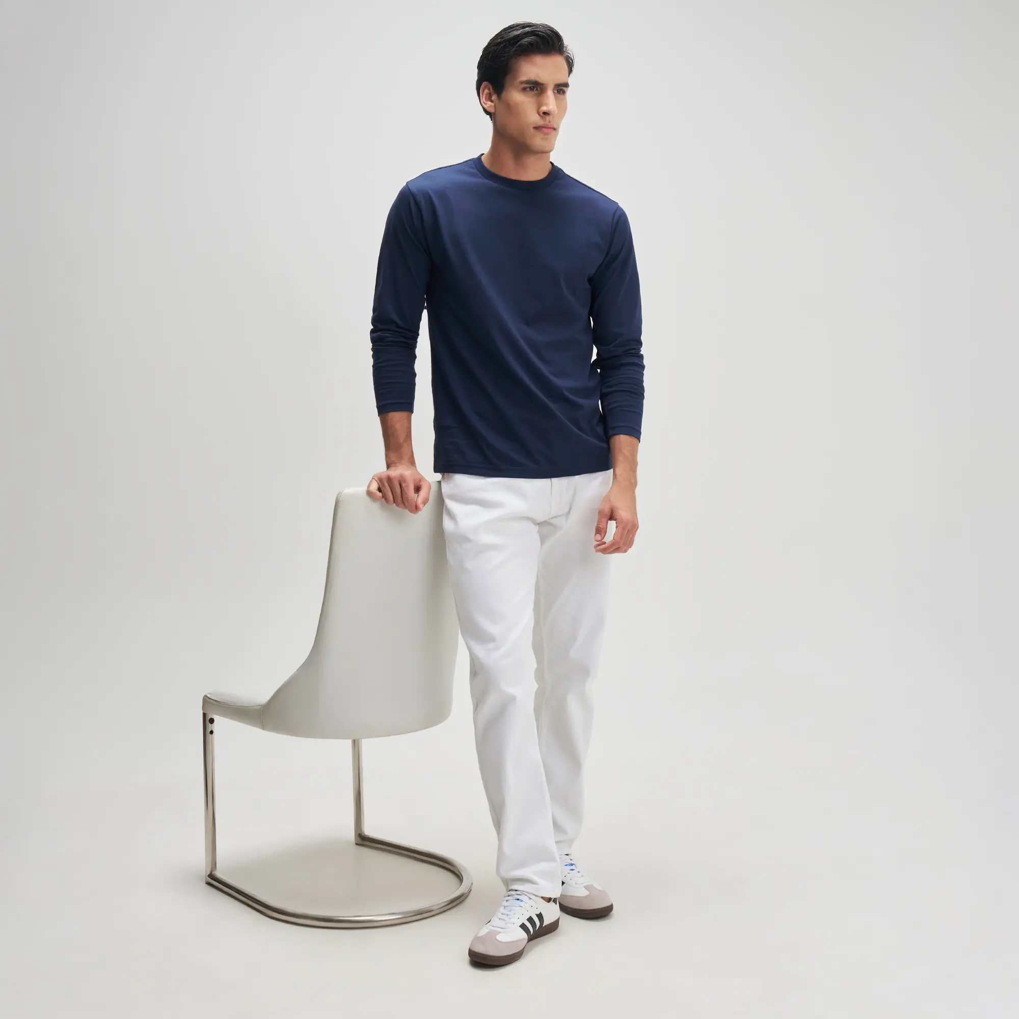 Full Sleeve Crew Neck T-Shirt - Midnight Blue - Image 5