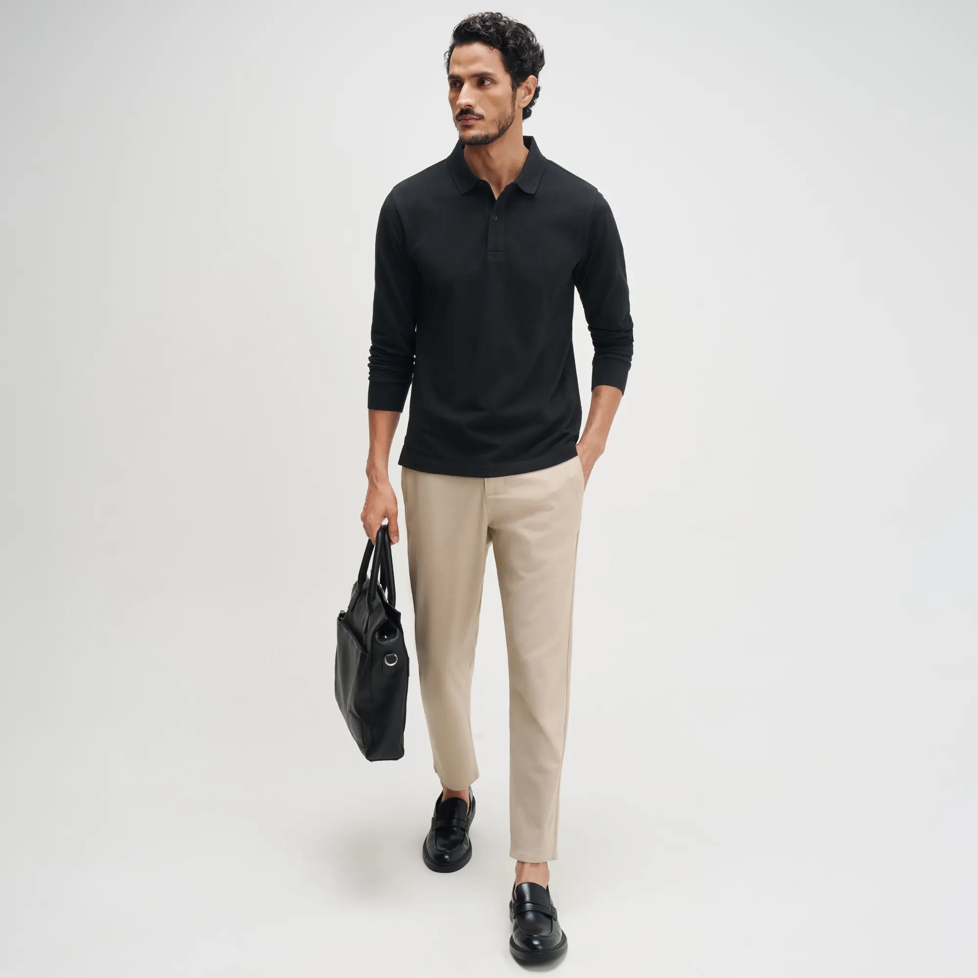 Full Sleeve Polo - Pitch Black - Image 5