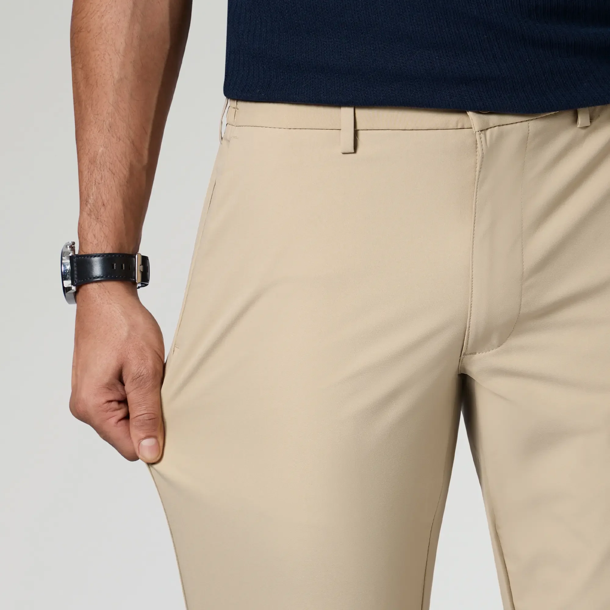 KINETIC: Soft Stretch Pants - Slim Fit Tan Brown - Image 5